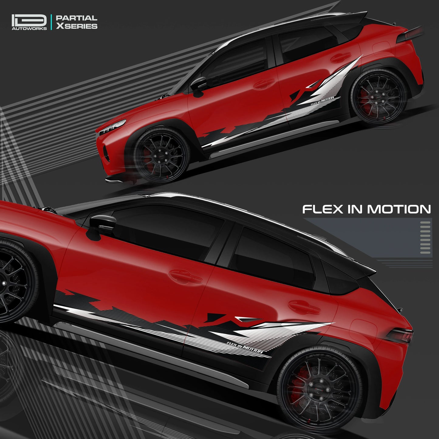 Flex in Motion Edition Graphics for Maruti Suzuki Fronx red