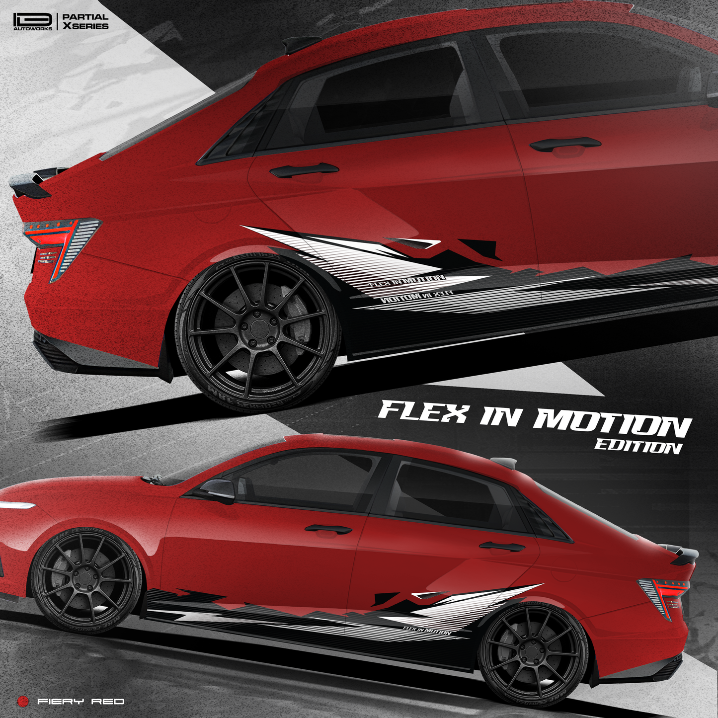 Hyundai Verna Vinyl Graphics - Partial X Series Flex In Motion