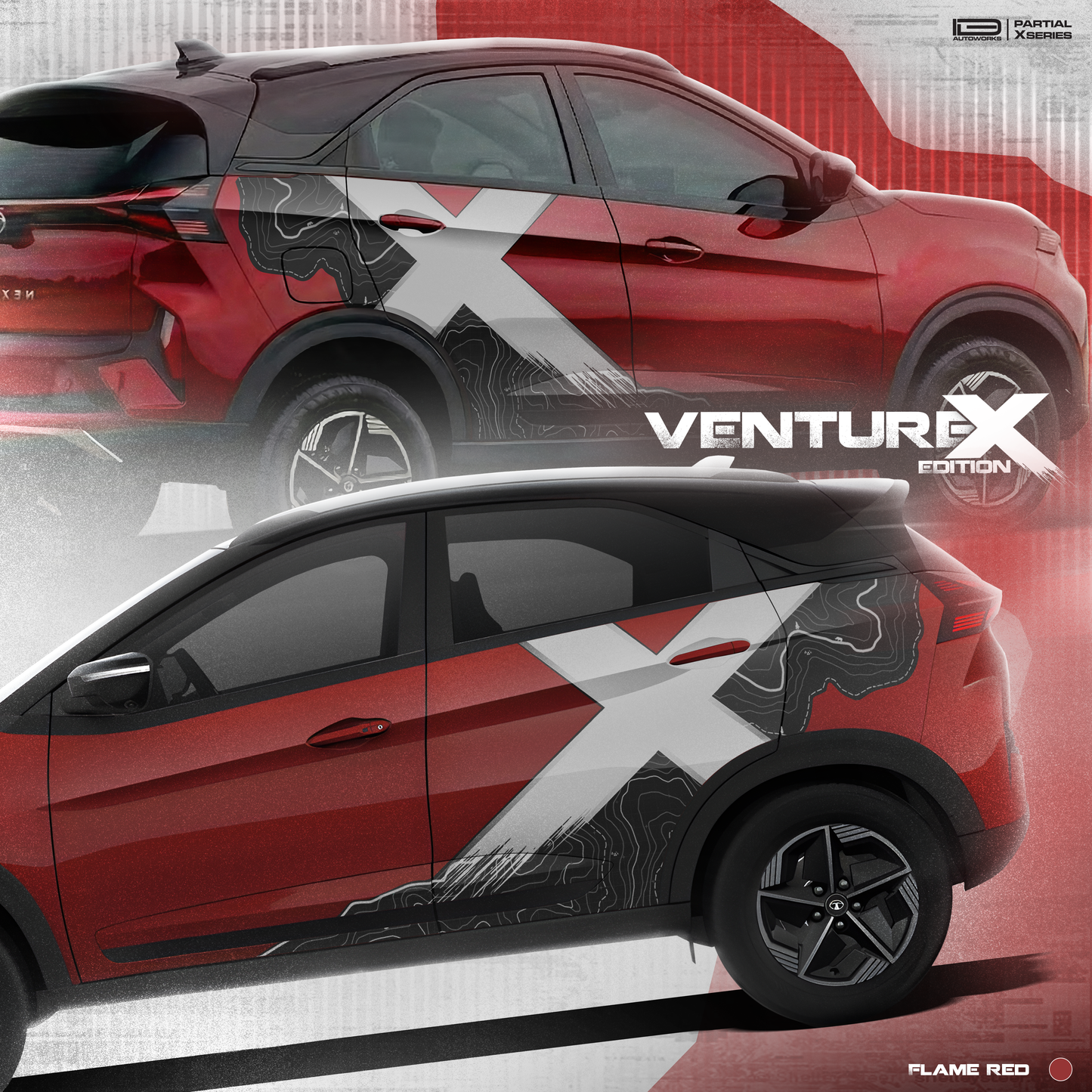 VentureX Edition Graphics for Tata Nexon Red