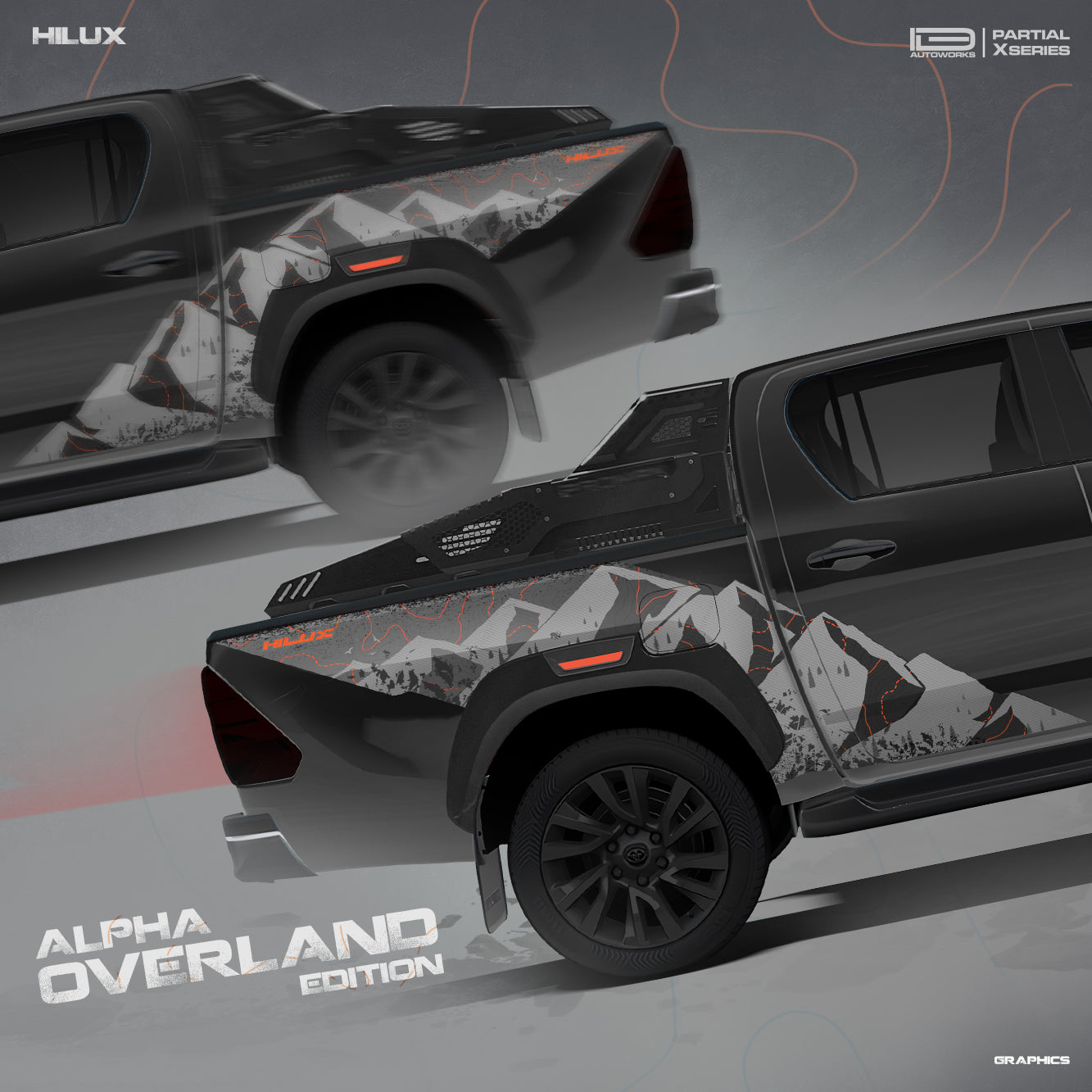 IDE PARTIAL X SERIES - Alpha Overland Edition for TOYOTA Hilux (Grey Metallic)