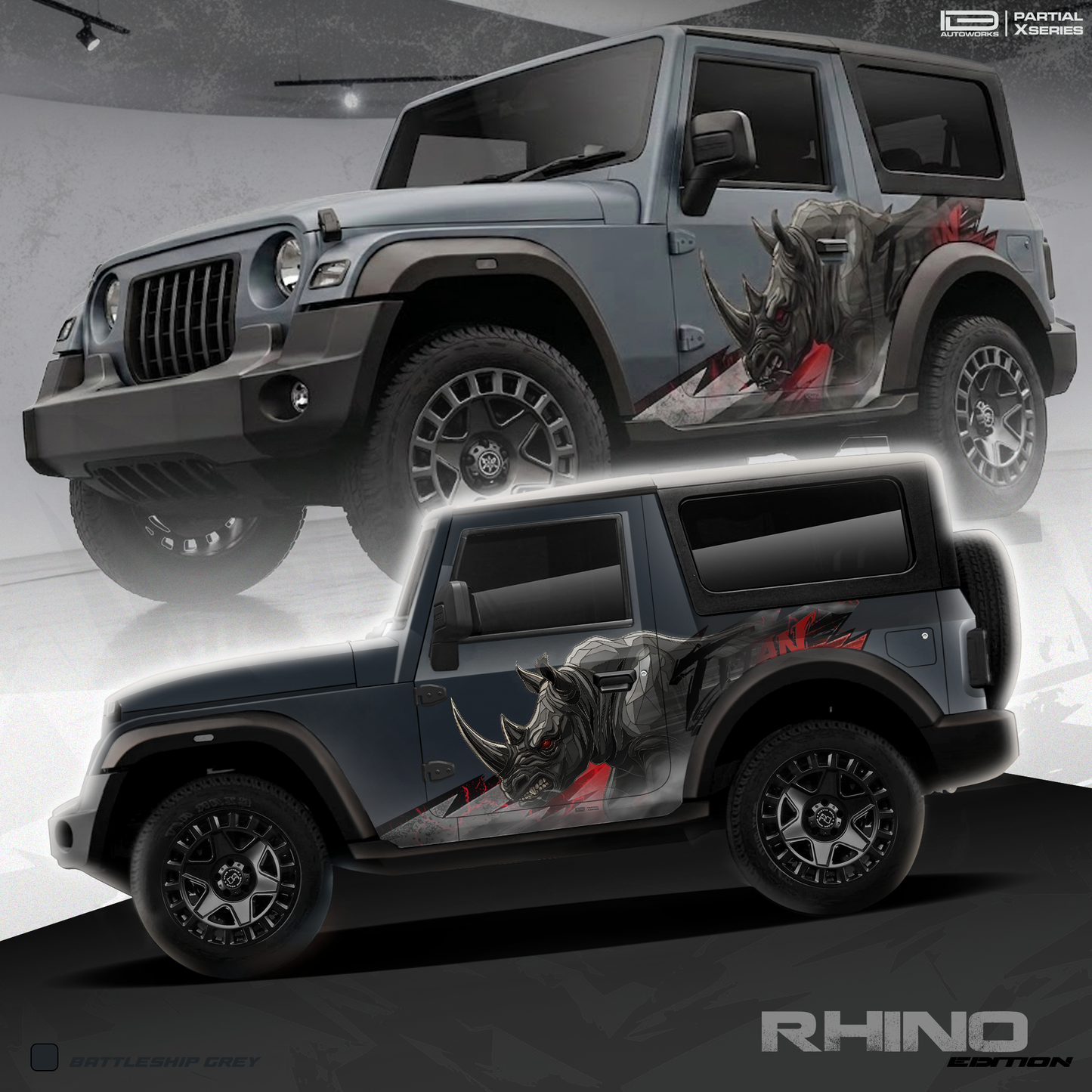Rhino Edition Graphics for Mahindra Thar IDE Partial X Series
