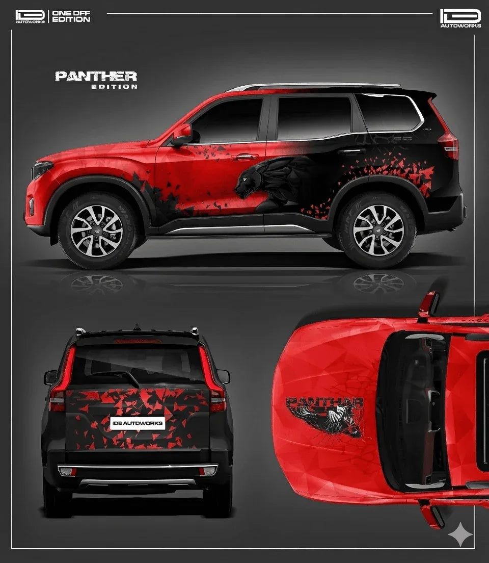 Panther Edition Graphics for Mahindra Scorpio N red