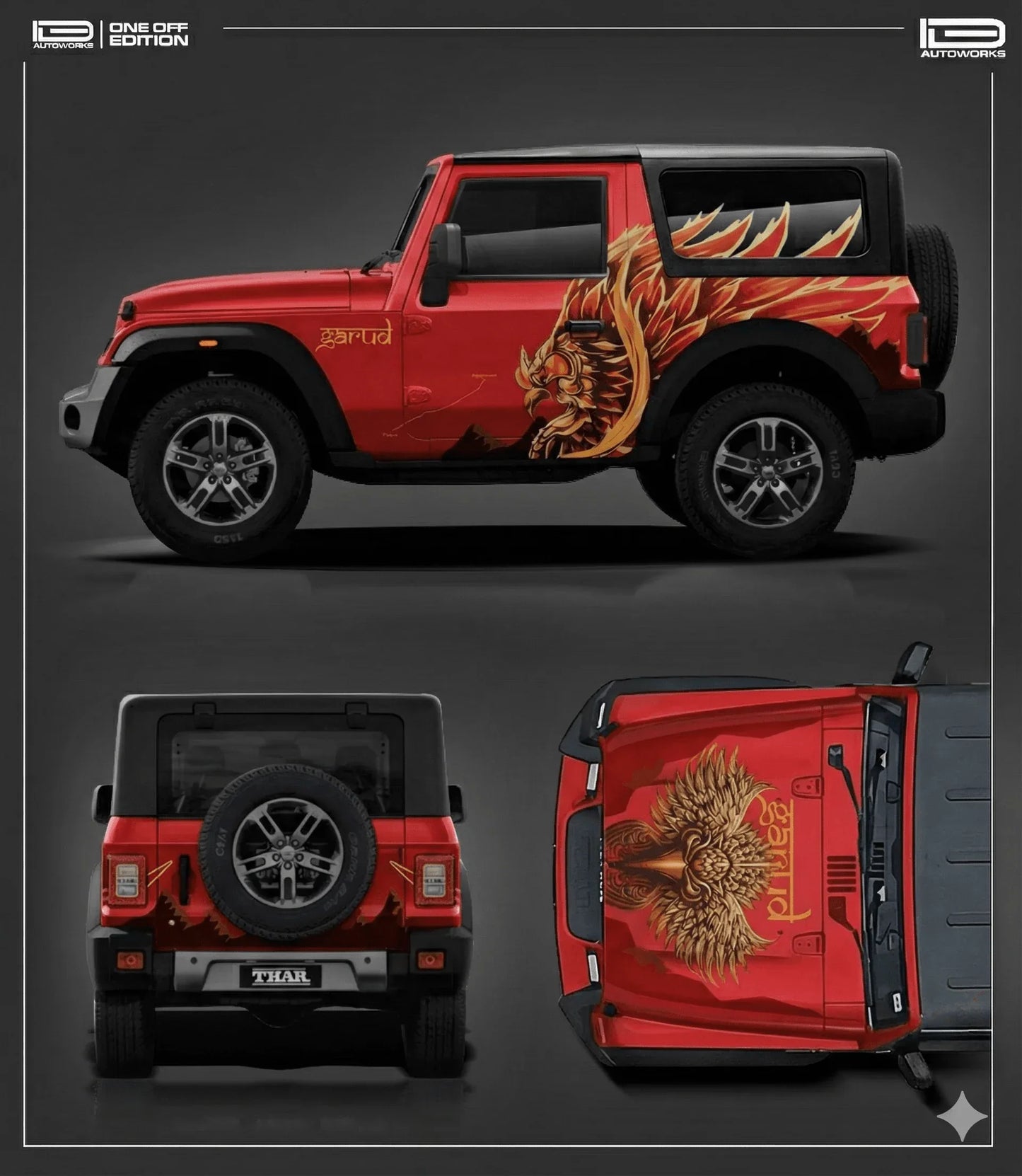 Garuda Edition Graphics for Mahindra Thar red