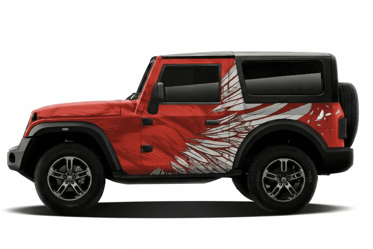 Hawk Edition Graphics for Mahindra Thar red
