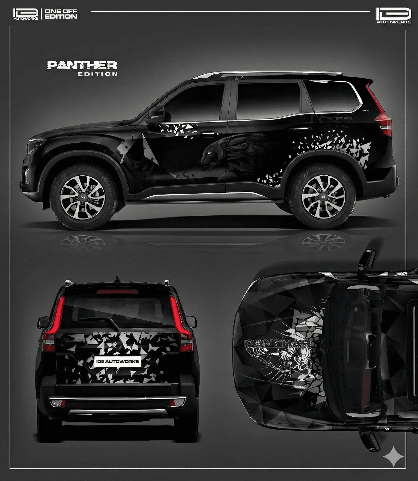 Panther Edition Graphics for Mahindra Scorpio N black
