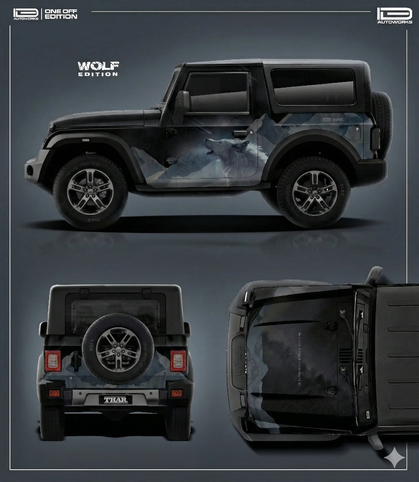 Wolf Edition Graphics for Mahindra Thar black