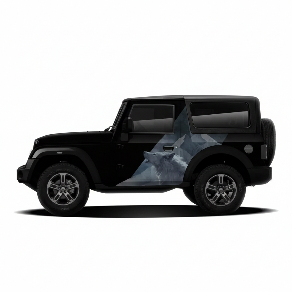 wolf Edition graphics for the mahindra thar black
