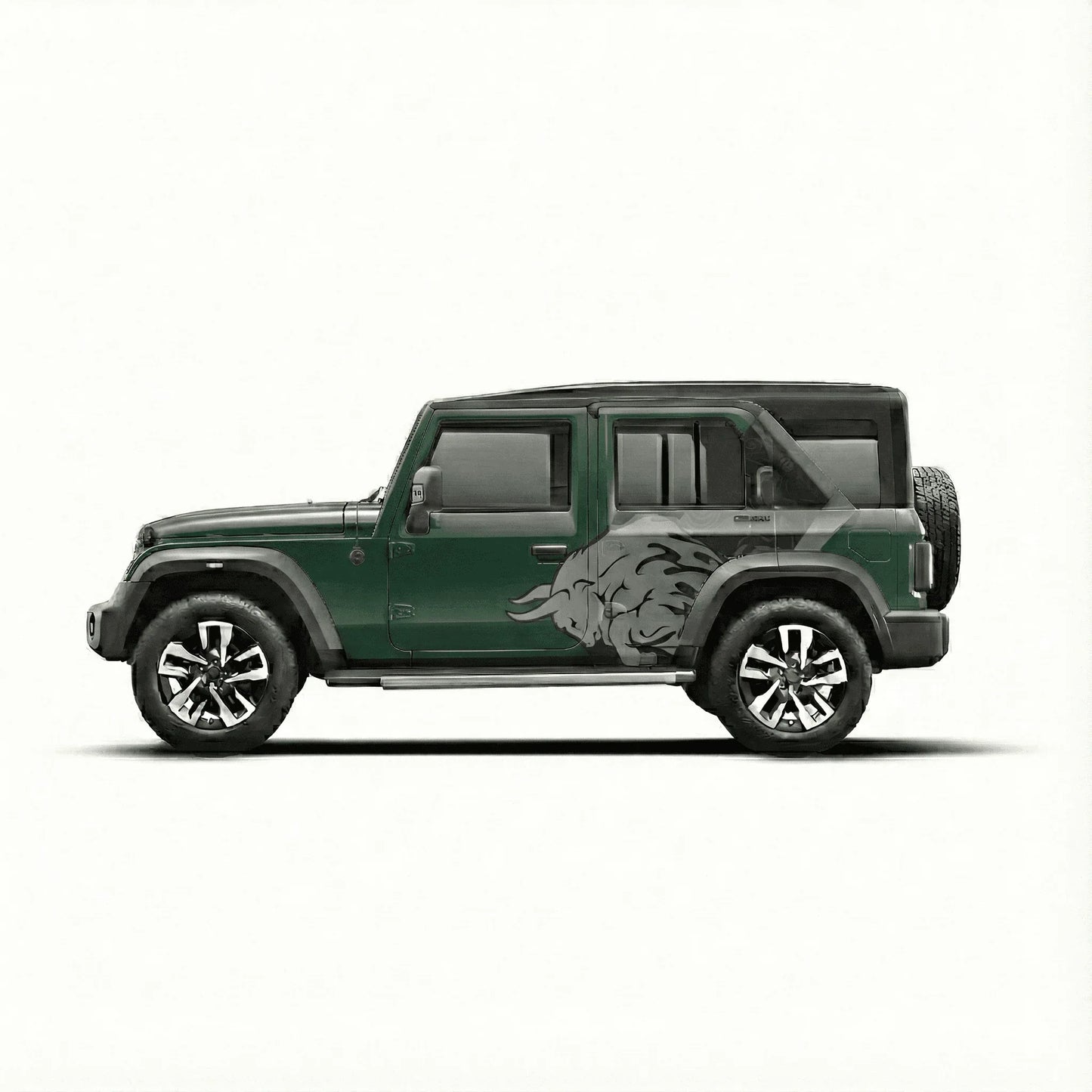 Bull Edition Graphics for Mahindra Thar Roxx green