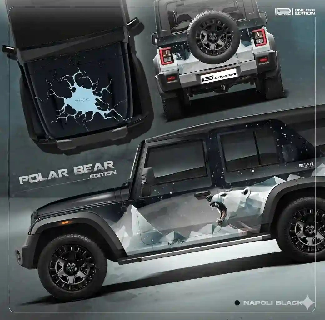 Polar Bear Edition Graphics for Mahindra Thar Roxx white