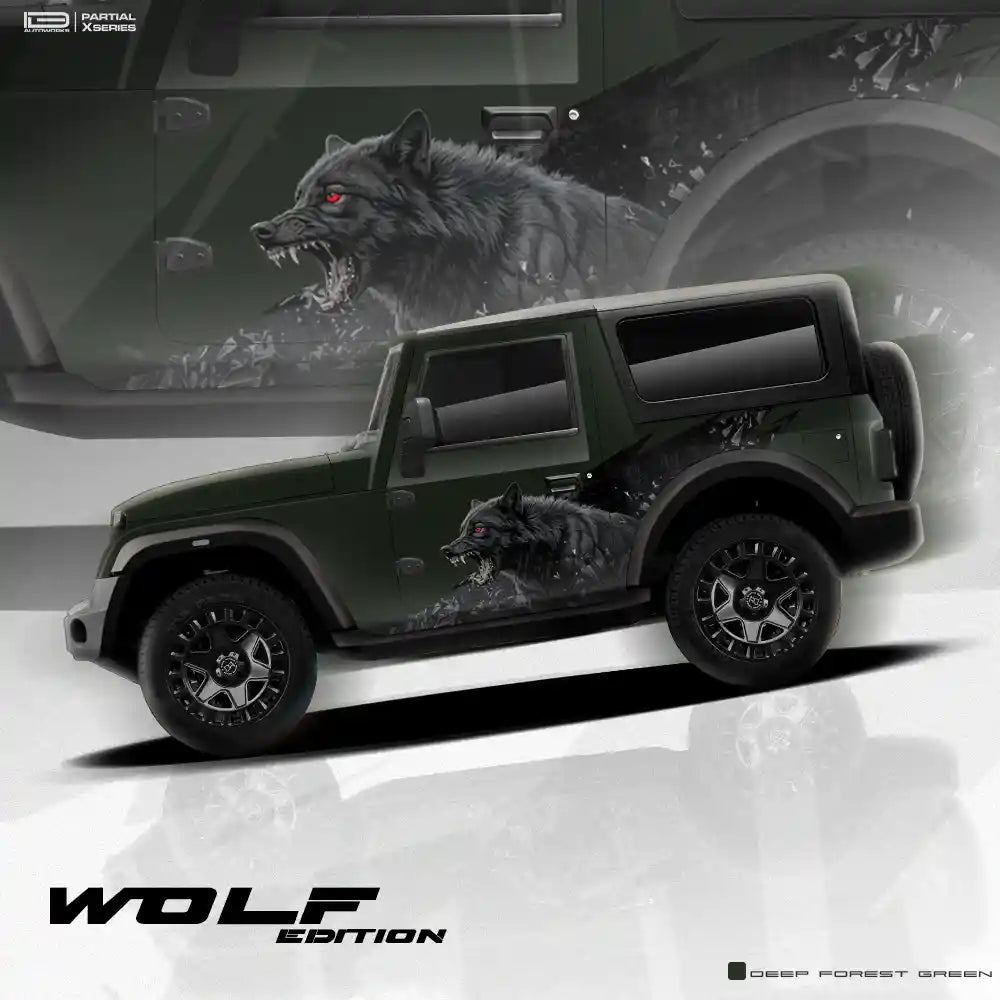 Wolf Edition Graphics for Mahindra Thar White IDE Partial X Series