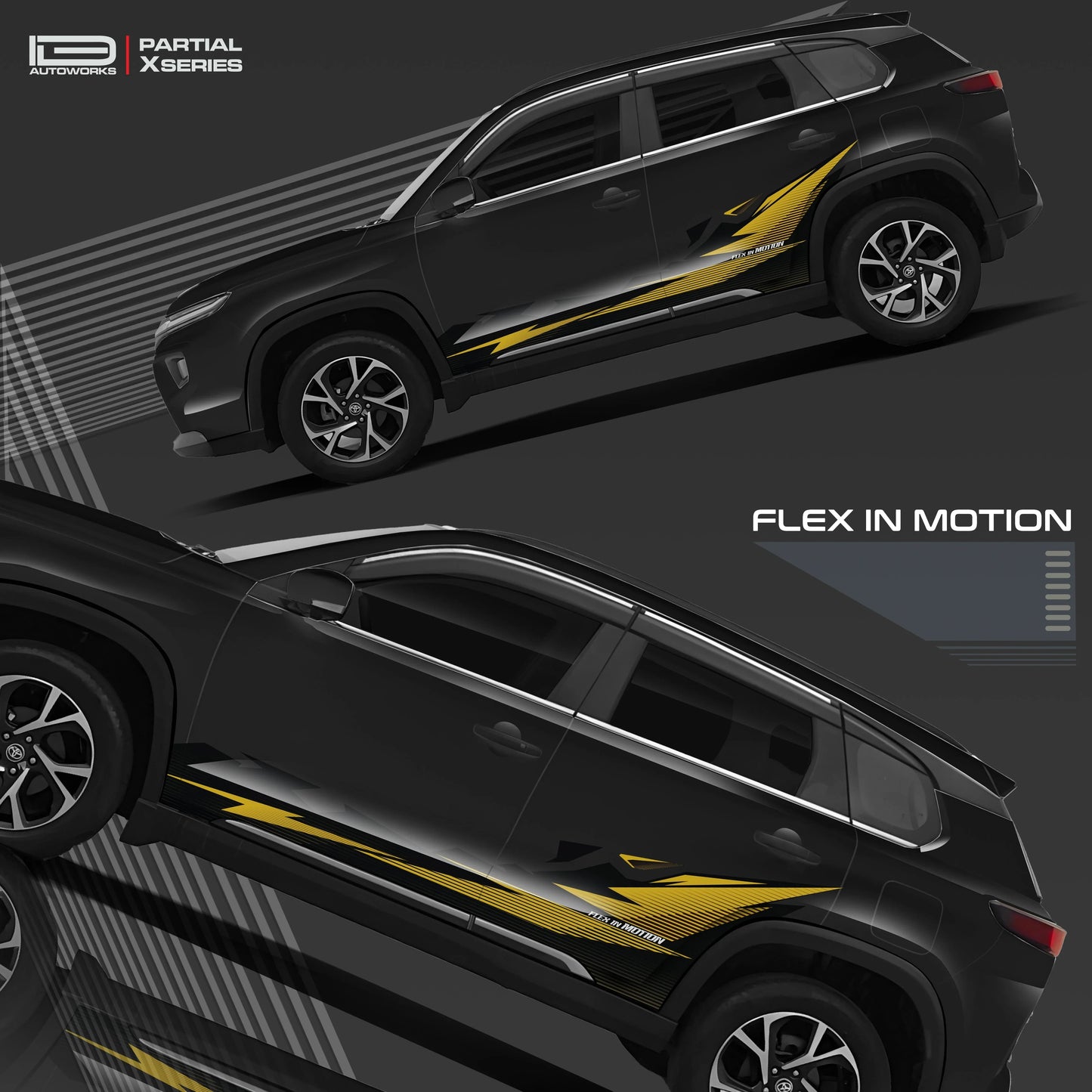 Flex in Motion Edition Graphics for Toyota Hyryder black