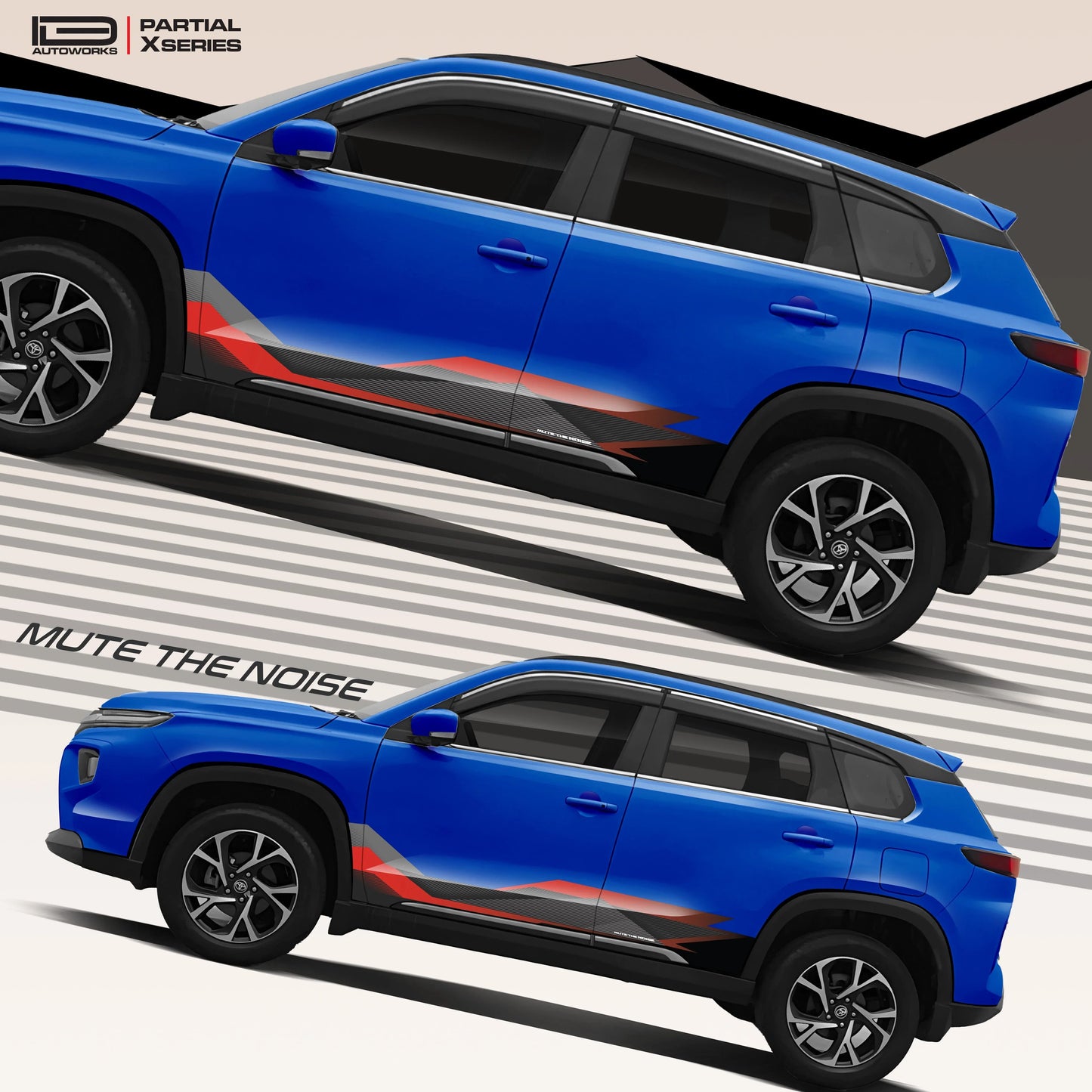 Mute The Noise Edition Graphics for Toyota Hyryder blue