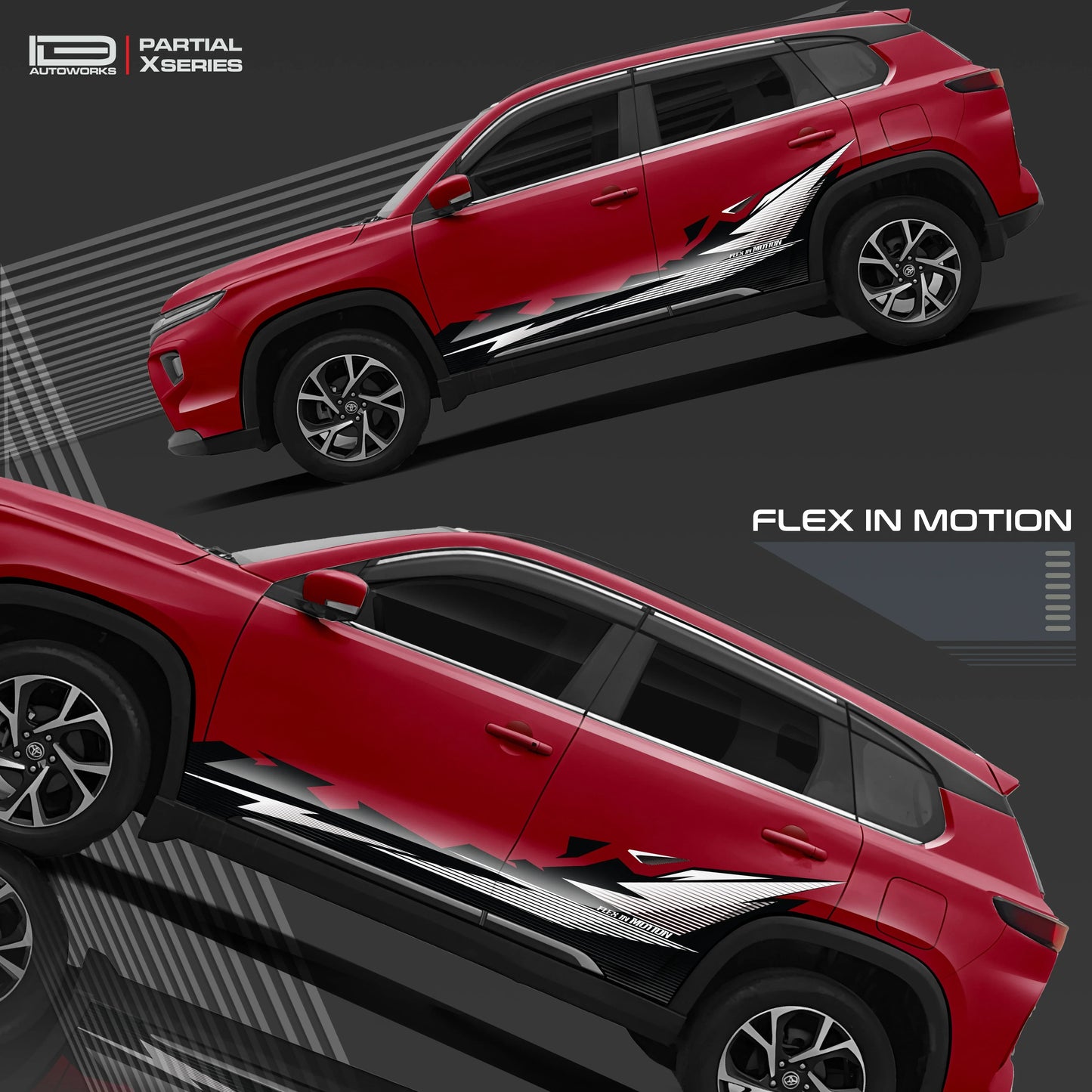 Flex in Motion Edition Graphics for Toyota Hyryder red
