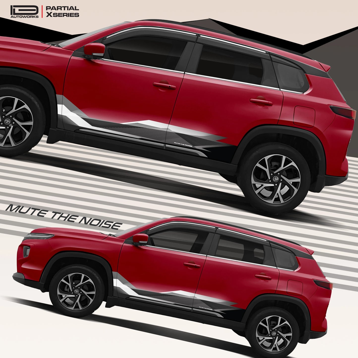 Mute The Noise Edition Graphics for Toyota Hyryder red