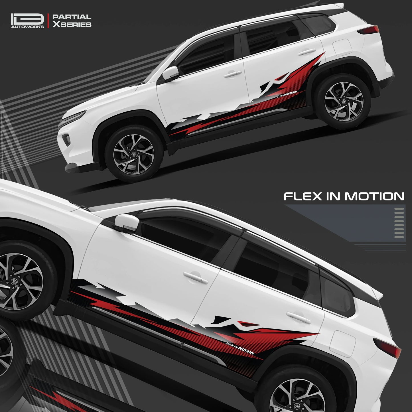 Flex in Motion Edition Graphics for Toyota Hyryder white