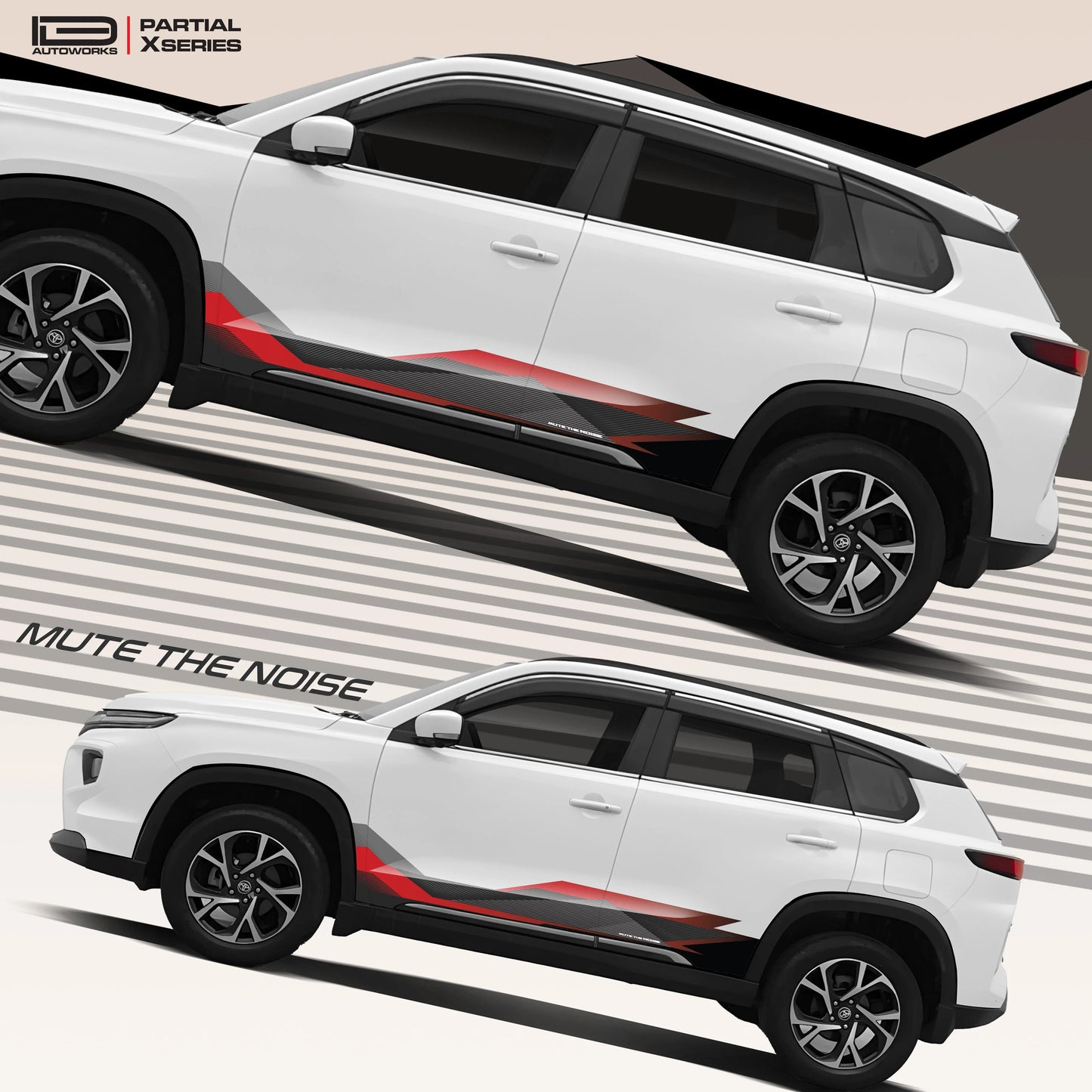 Mute The Noise Edition Graphics for Toyota Hyryder white