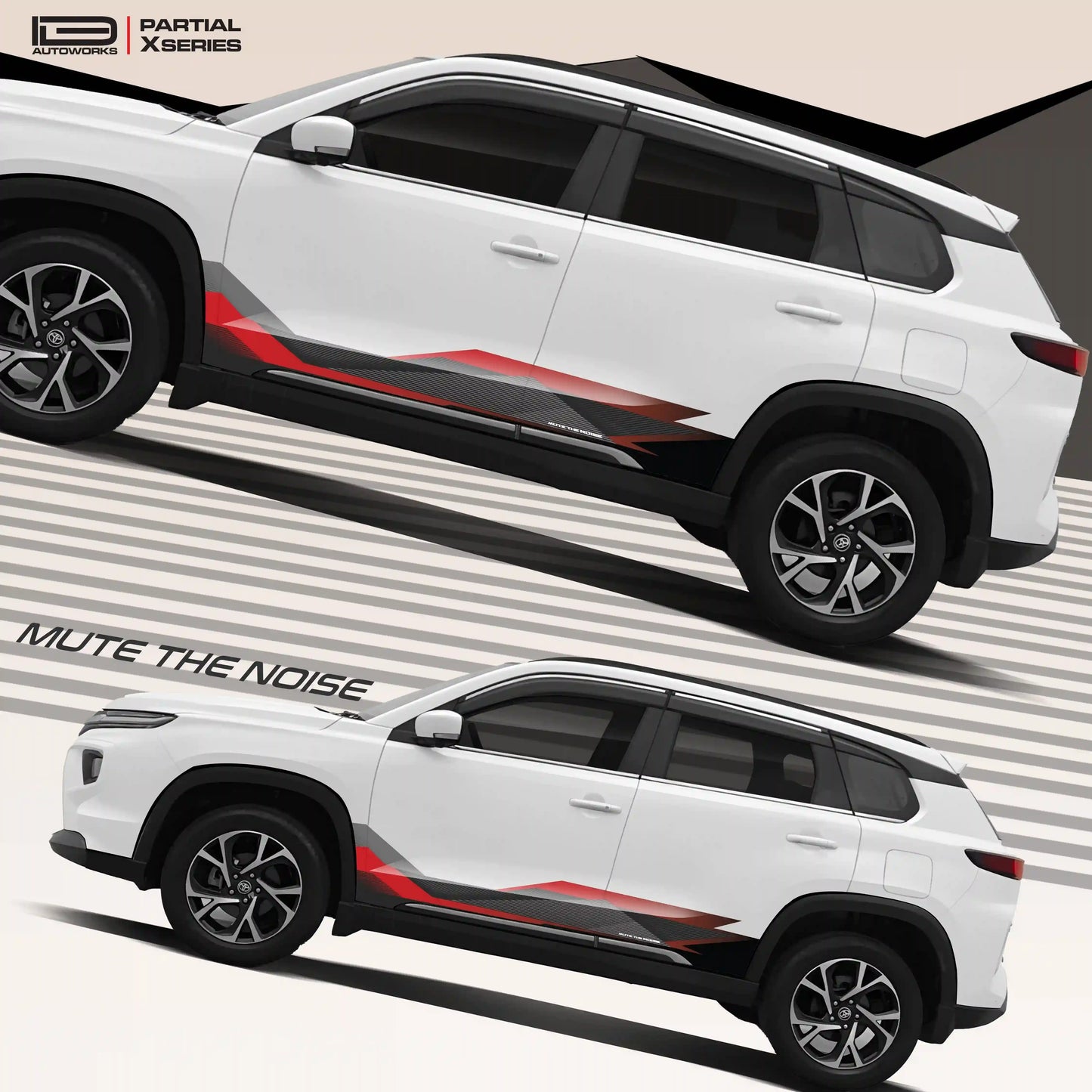 Mute The Noise Edition Graphics for Toyota Hyryder red