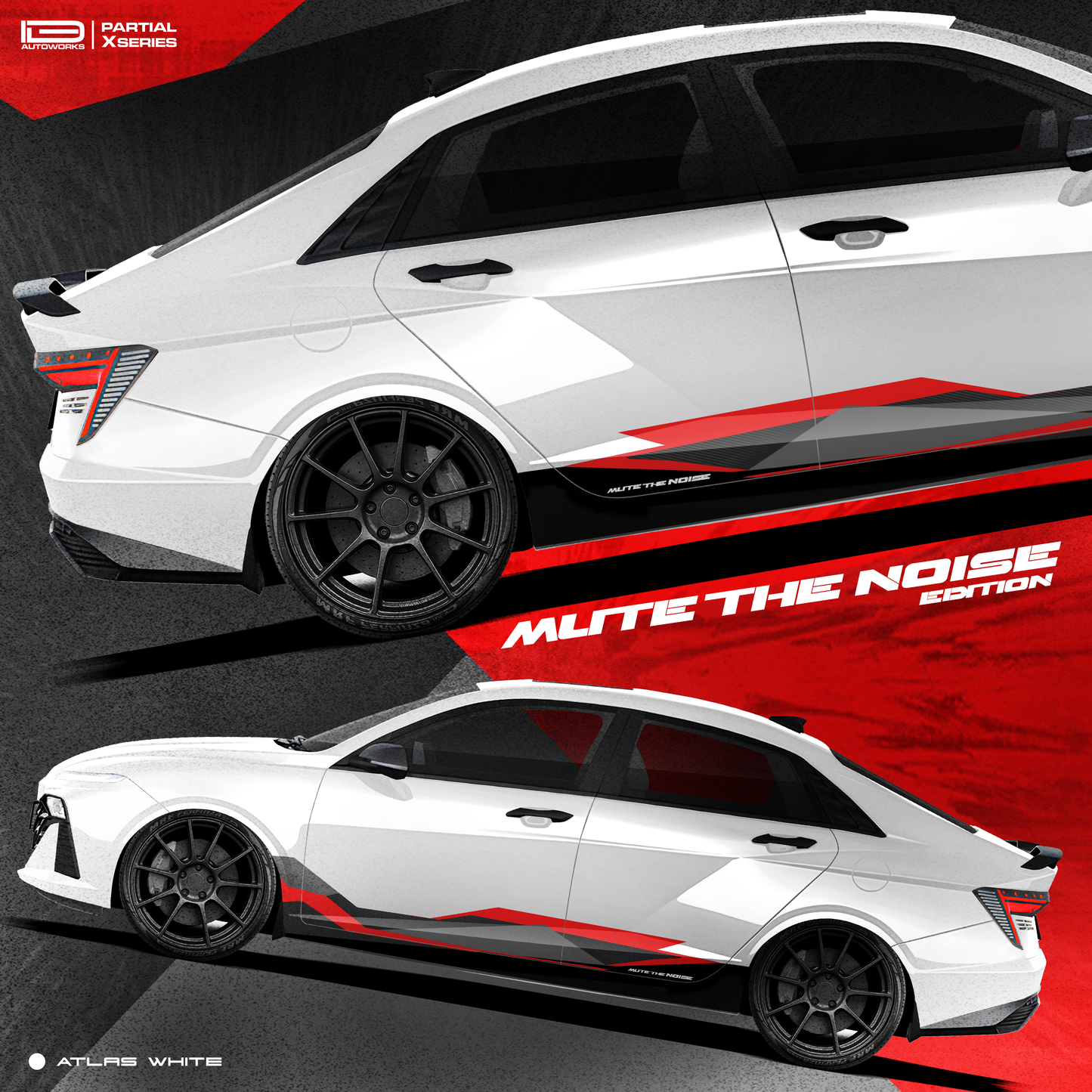 Hyundai Verna Vinyl Graphics - Partial X Series Mute the Noise
