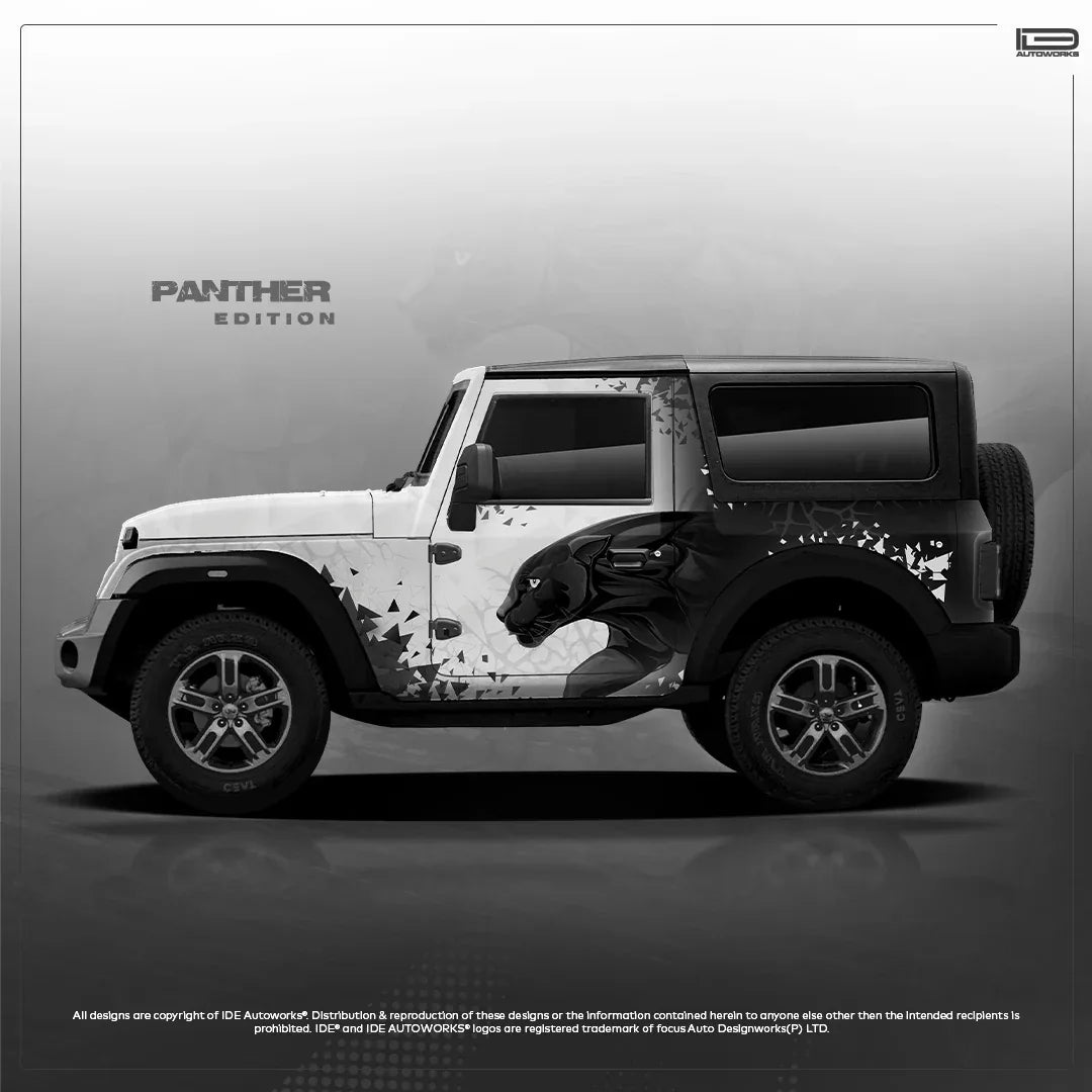 Panther Edition Graphics for Mahindra Thar white