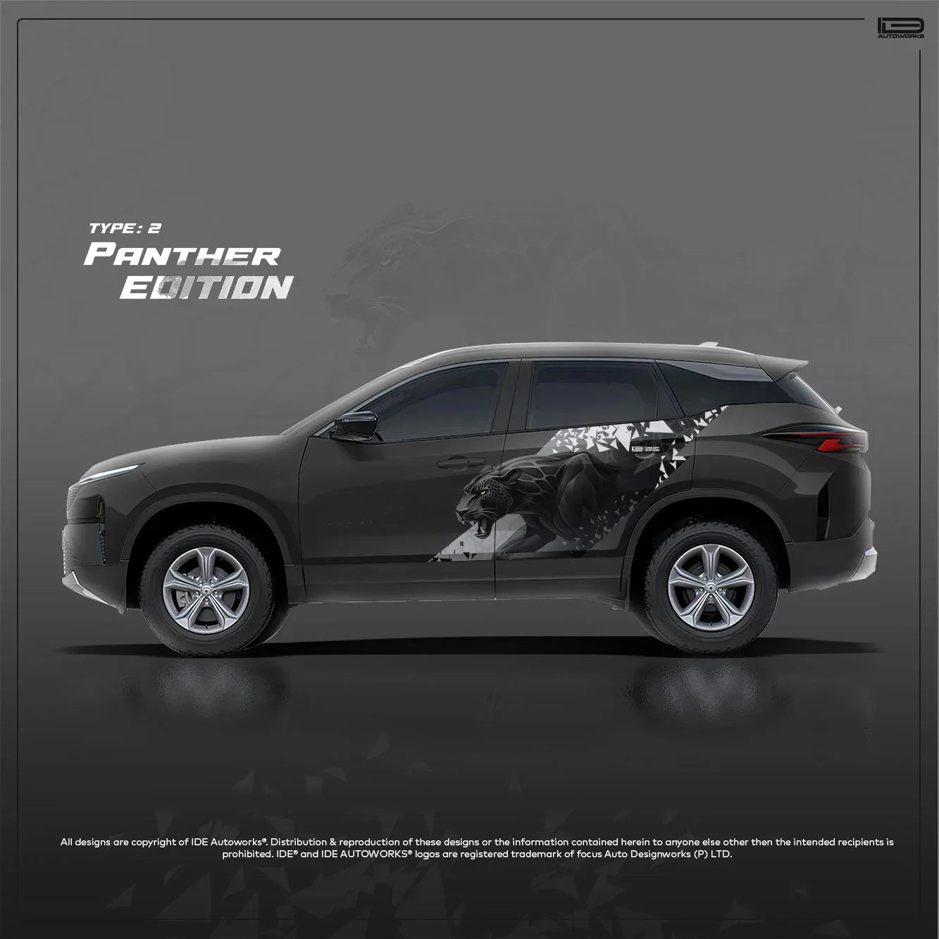 Panther Edition Graphics for Tata Harrier black
