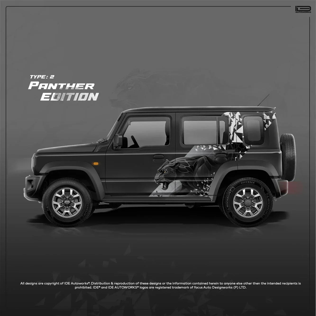 Panther Edition Graphics for Maruti Suzuki Jimny black