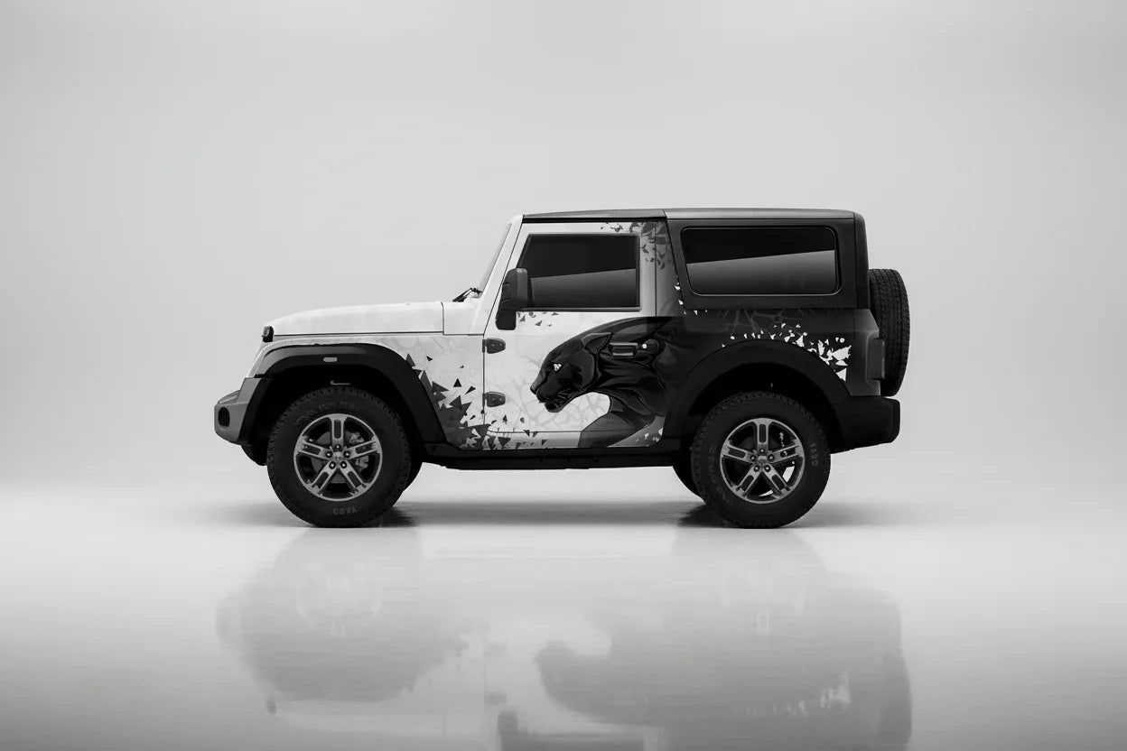 Panther Edition Graphics for Mahindra Thar white