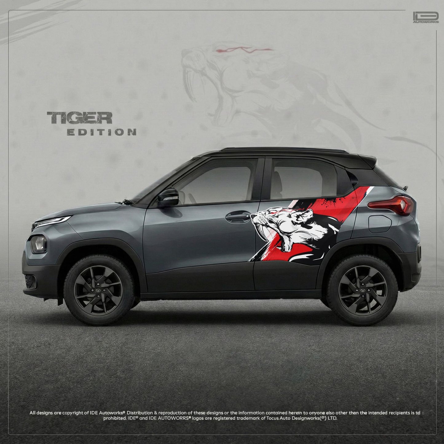 Tiger edition car graphics for the Tata Punch by IDE graphics series