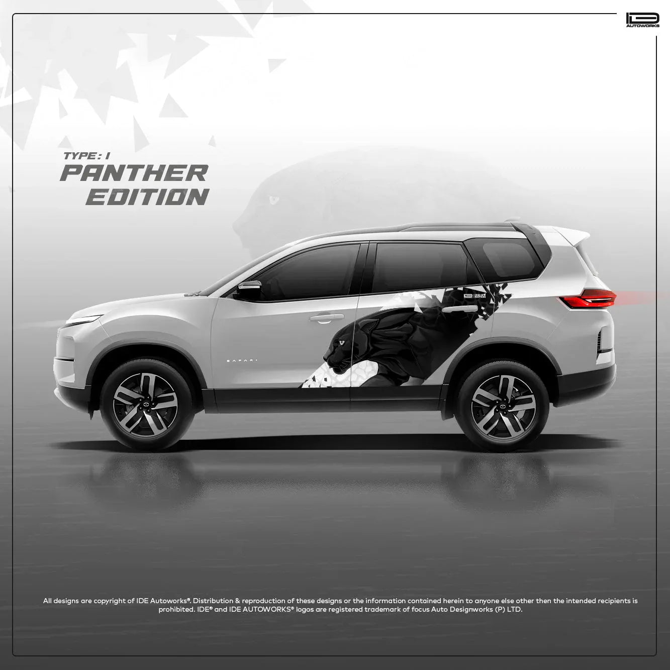 Panther Edition Graphics for Tata Safari white