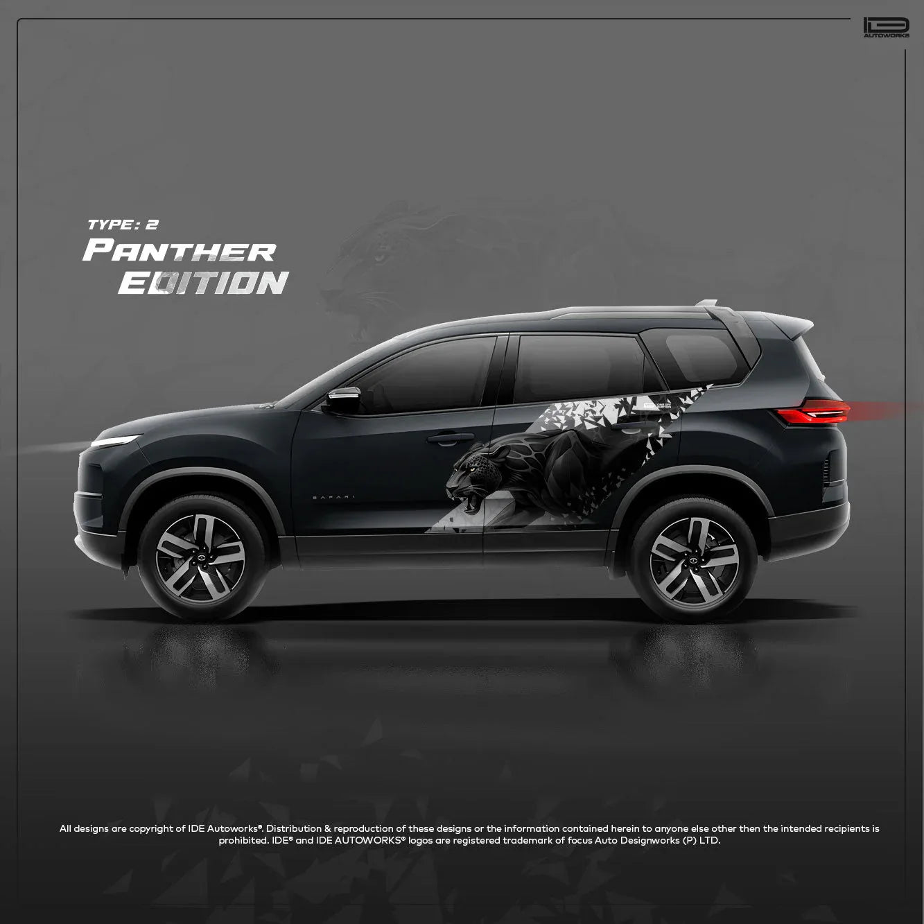 Panther Edition Graphics for Tata Safari black