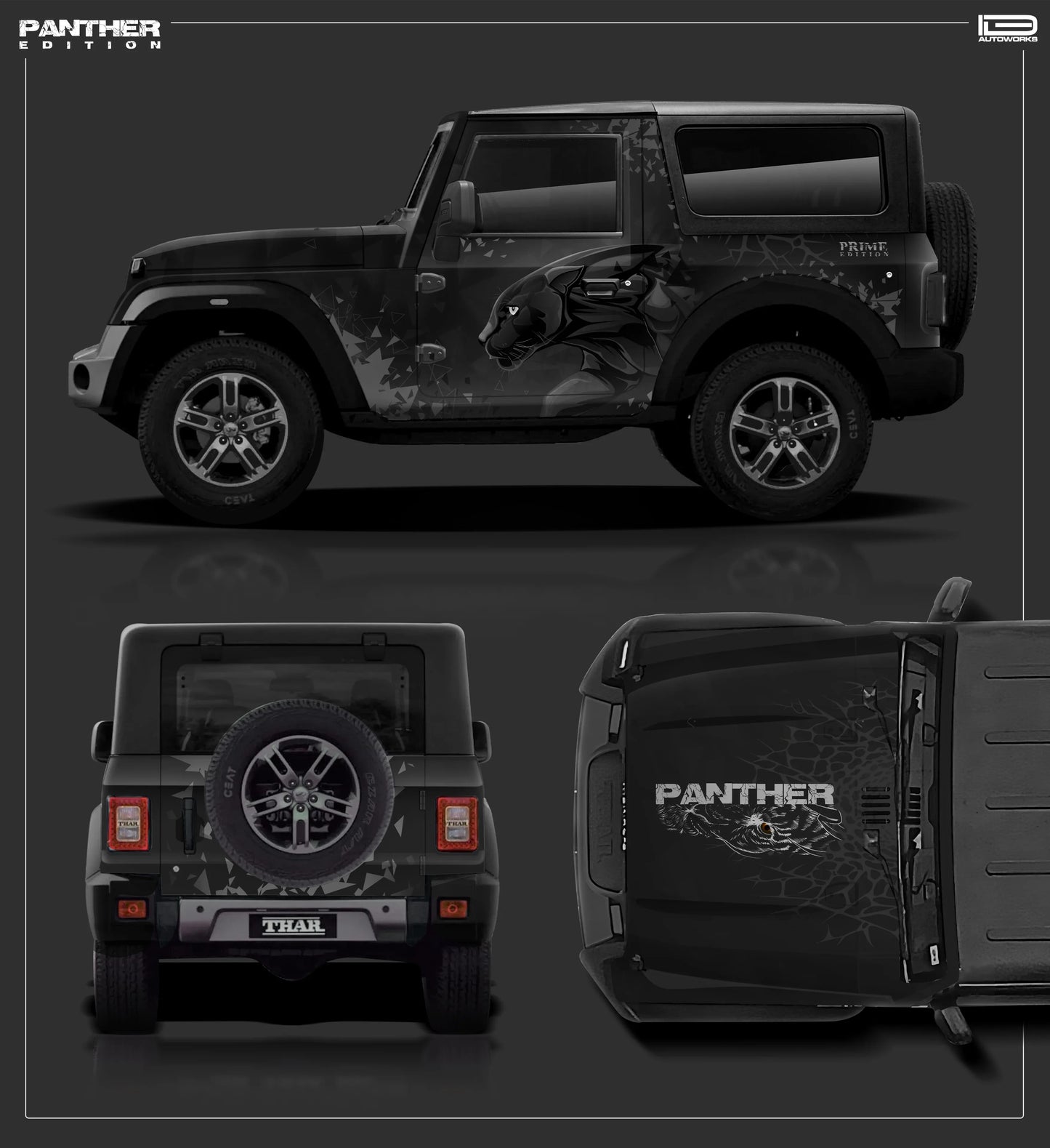 Panther Edition Graphics for Mahindra Thar black