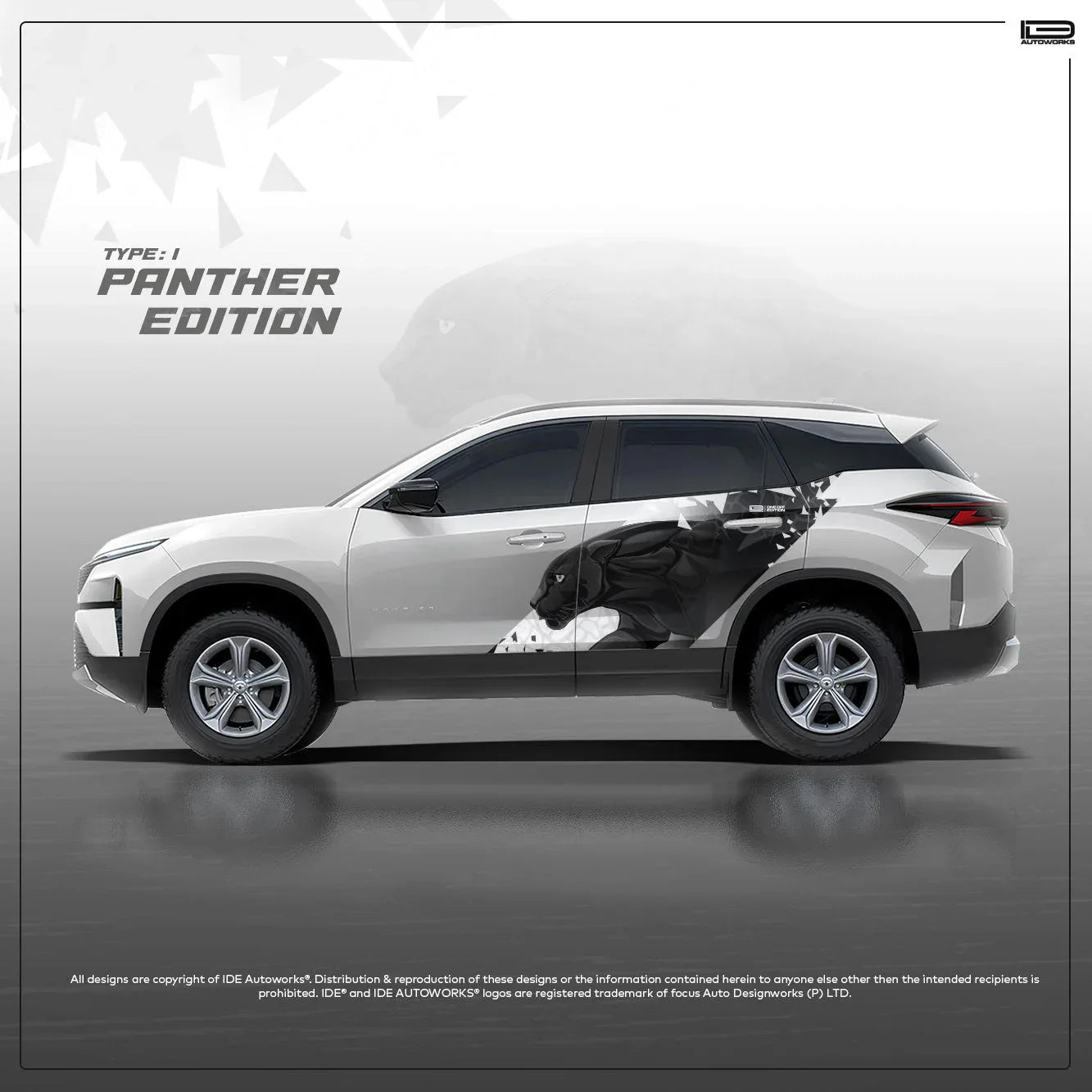 Panther Edition Graphics for Tata Harrier white
