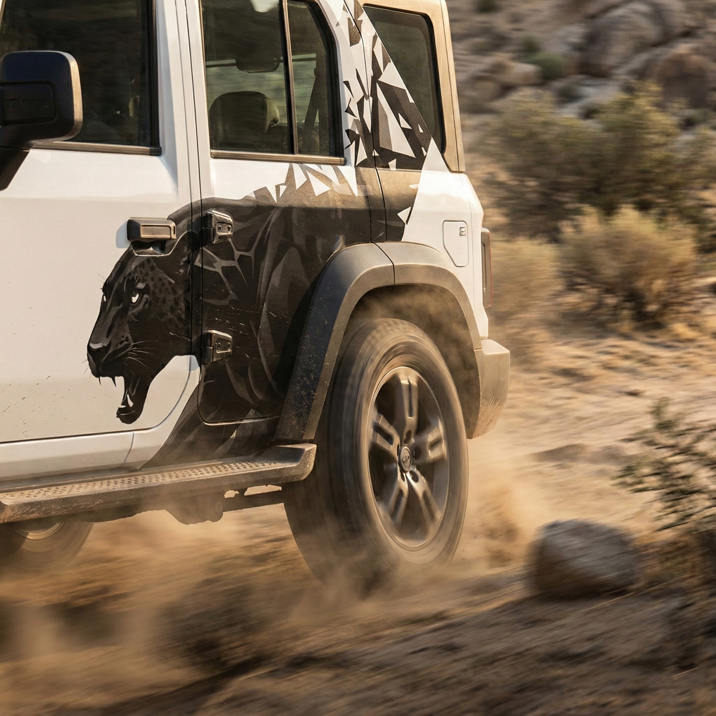 Panther Edition Graphics for Mahindra Thar Roxx white