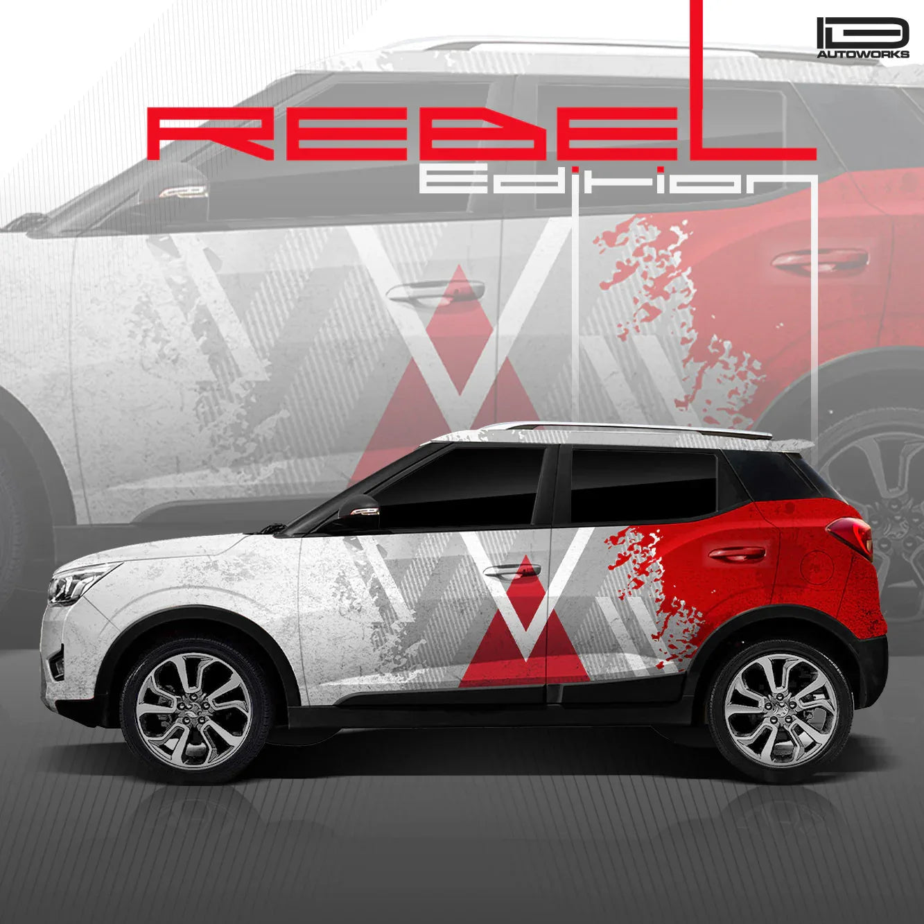 Rebel Edition Graphics for Mahindra XUV300 white