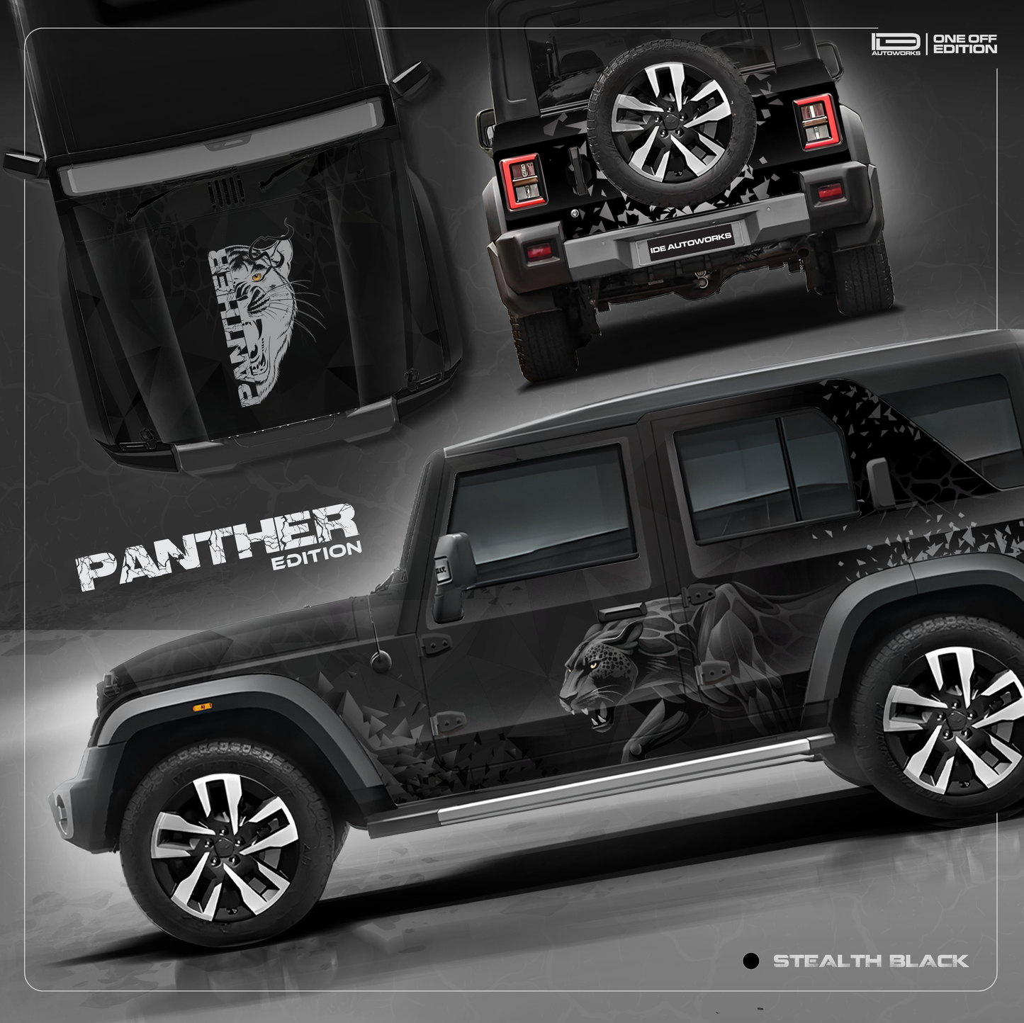 Panther Edition for the Mahindra thar roxx black by IDE Autoworks