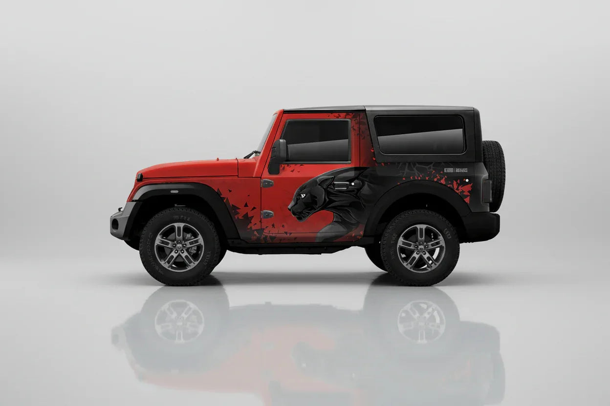 Panther Edition Graphics for Mahindra Thar red