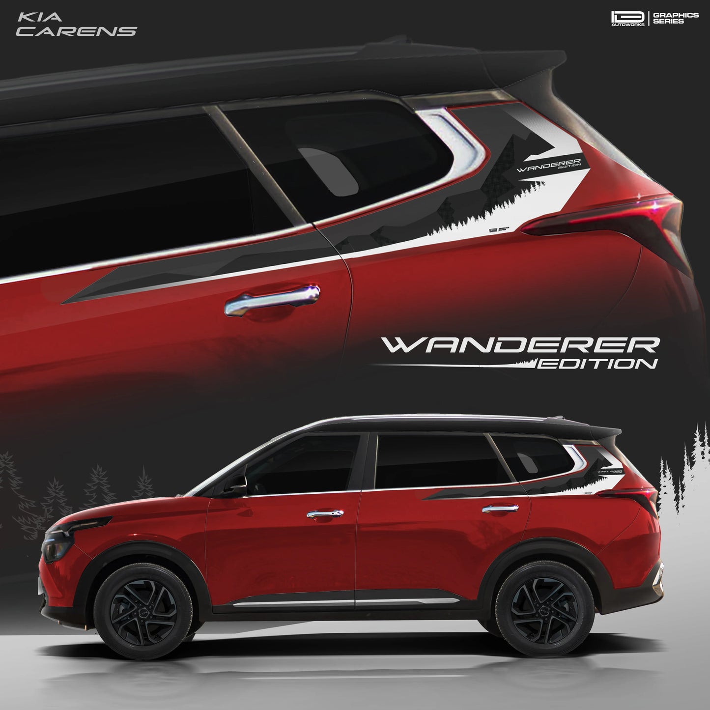 Wanderer Edition Car Graphics for Kia Carens red