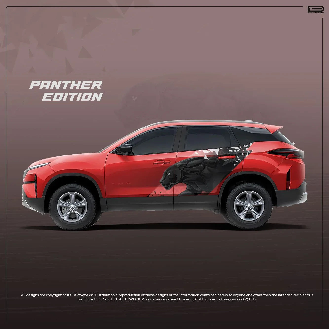 Panther Edition Graphics for Tata Harrier red