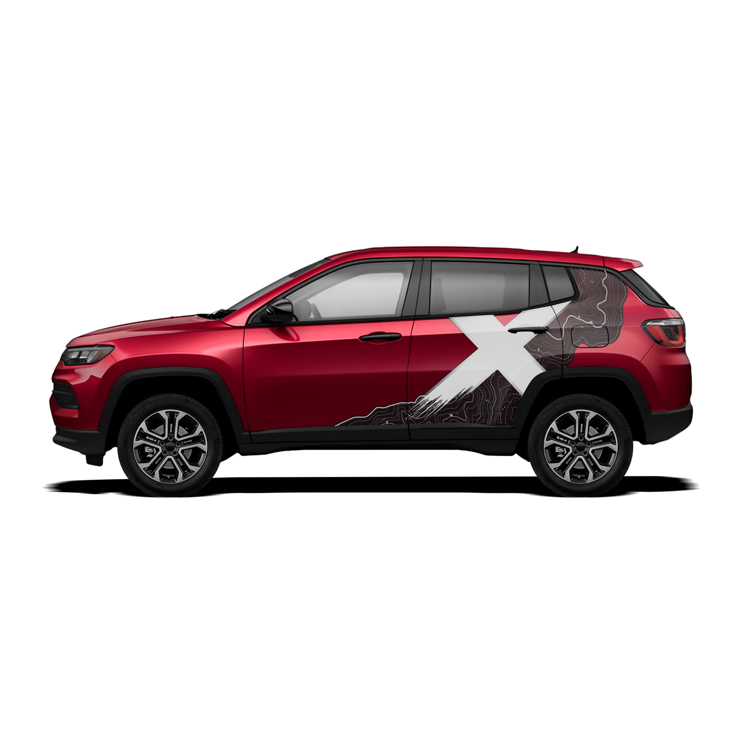 Venture X Edition IDE Partial X Series graphics for the Jeep Compass red
