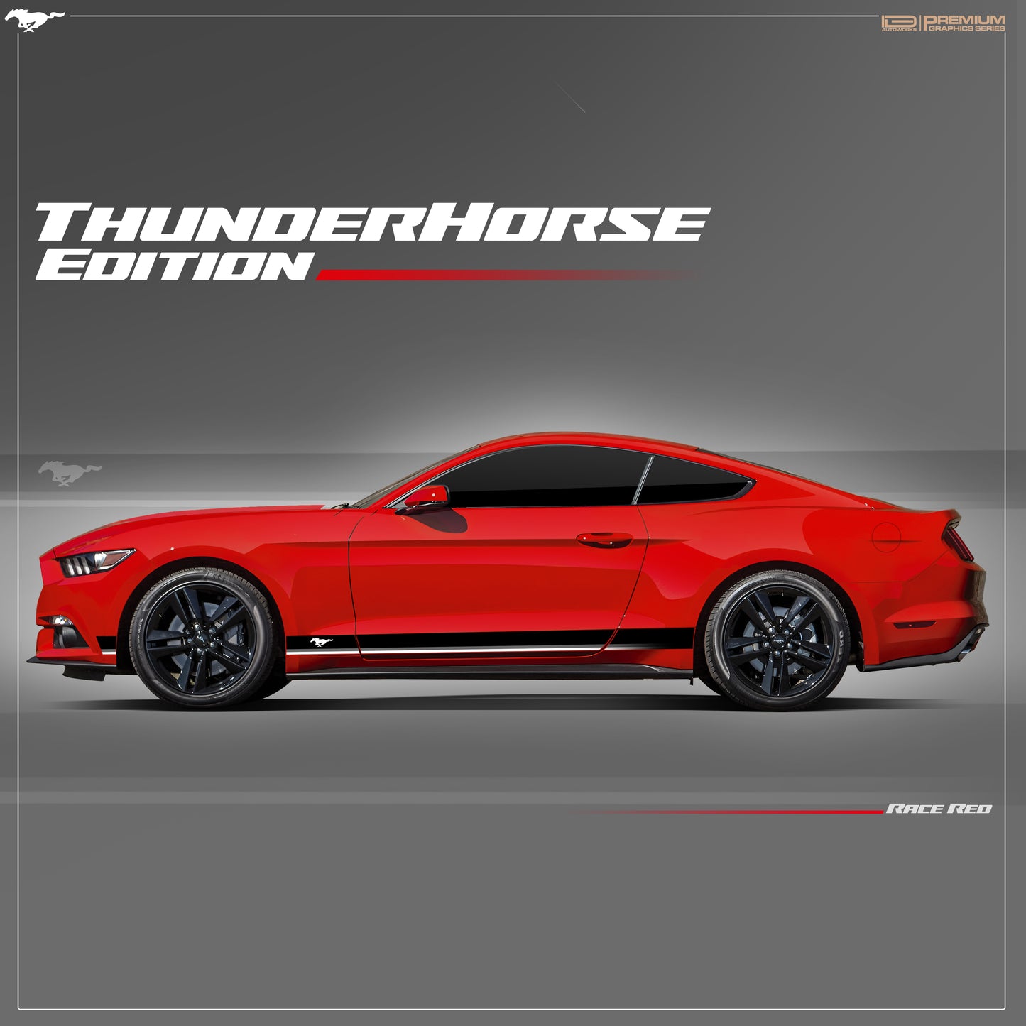 IDE PREMIUM GRAPHICS SERIES - ThunderHorse Edition Side for Ford Mustang (Race Red)