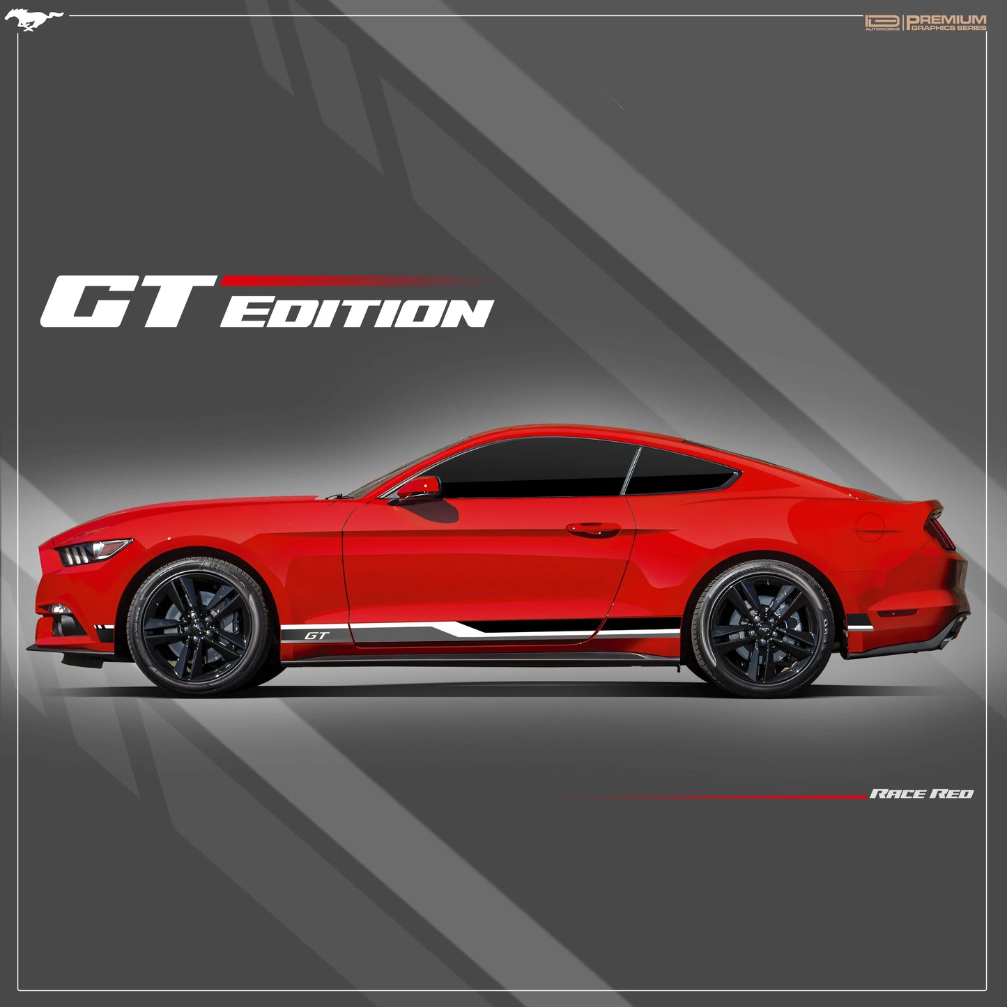 GT Edition Side Graphics for Ford Mustang red