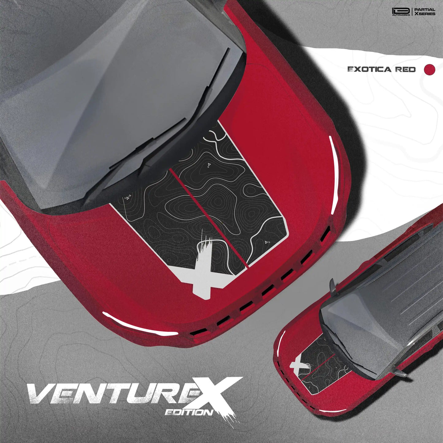 Venture X Edition Bonnet graphics for the Jeep Compass White by IDE Autoworks