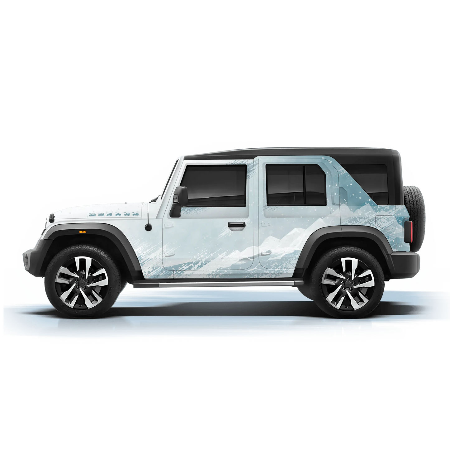 Snowborn Edition Graphics for Mahindra Thar Roxx white