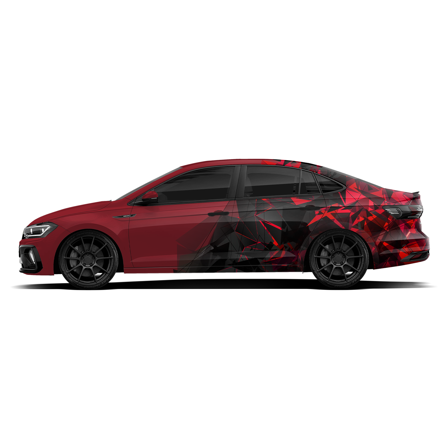 VW Virtus with IDE graphics series shatter strike edition red