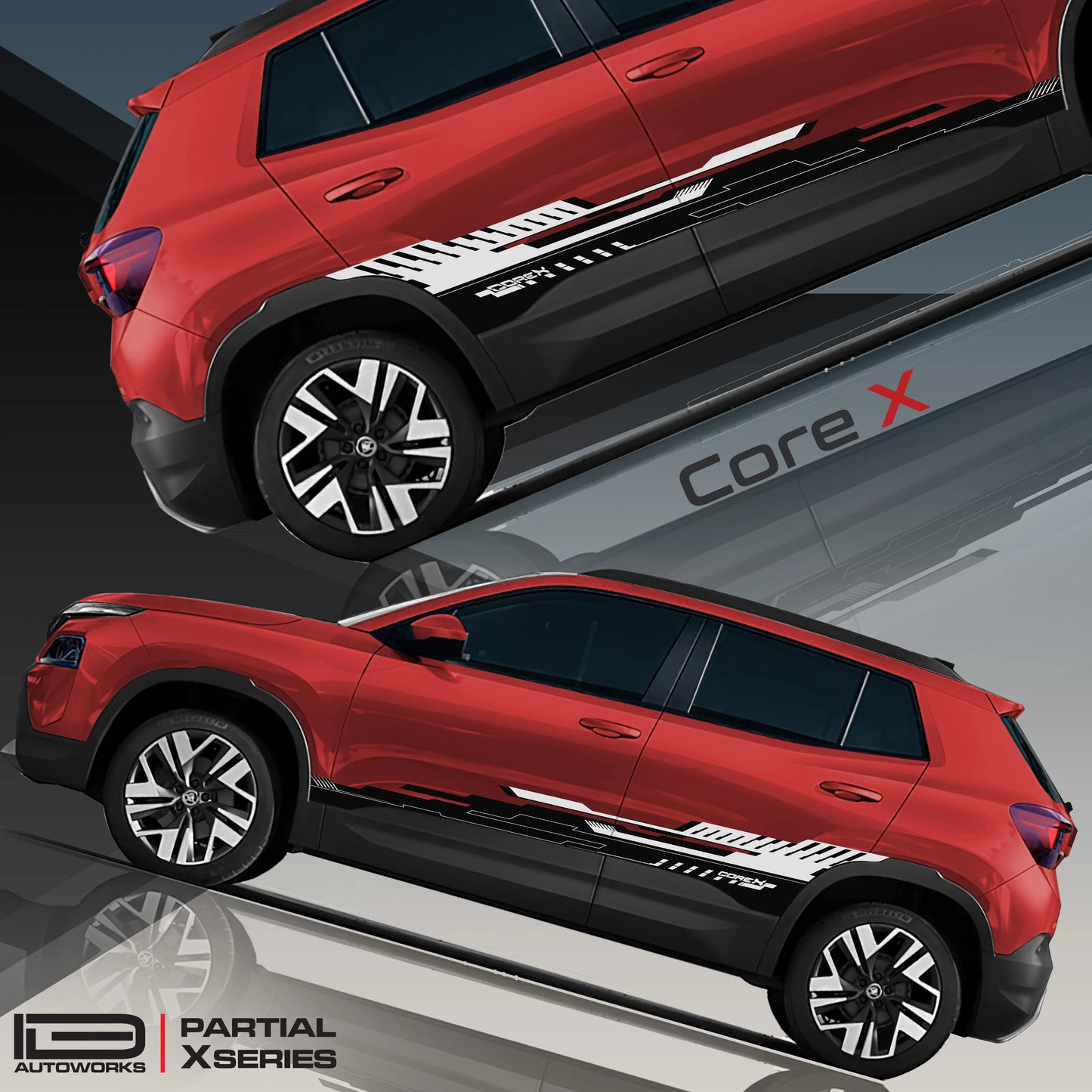 CoreX Edition Graphics for Skoda Kylaq red