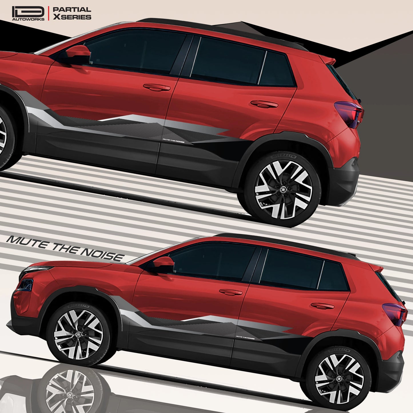 Mute The Noise Edition Graphics for Skoda Kylaq red