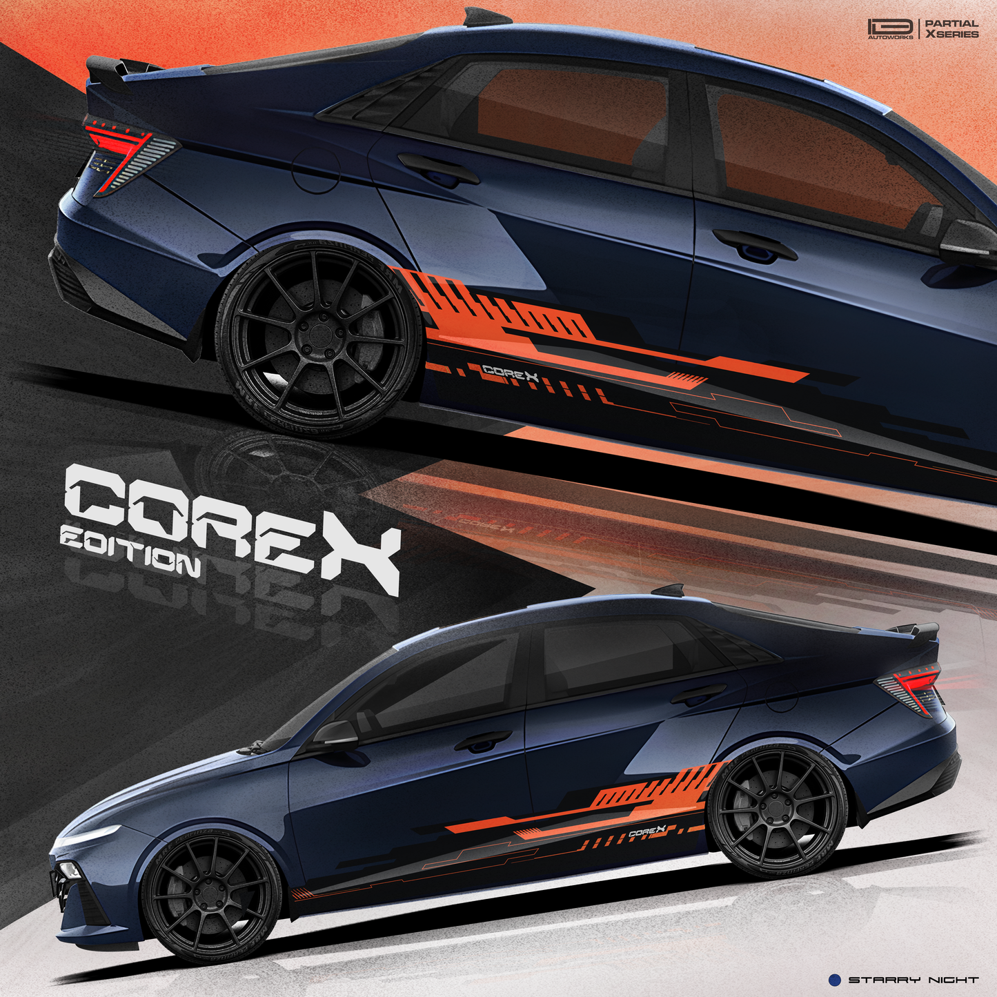 Hyundai Verna Vinyl Graphics - Partial X Series CoreX Edition
