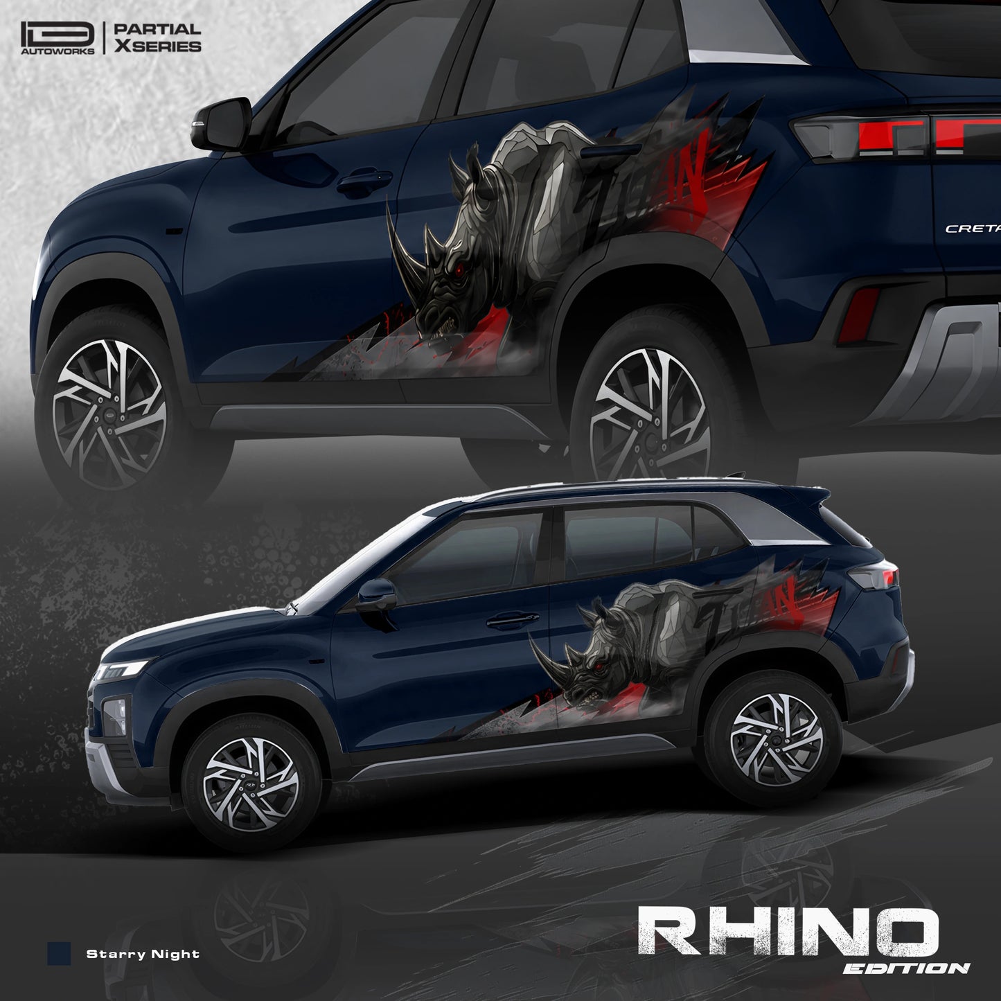 Rhino Edition Graphics for Hyundai Creta IDE Partial X Series