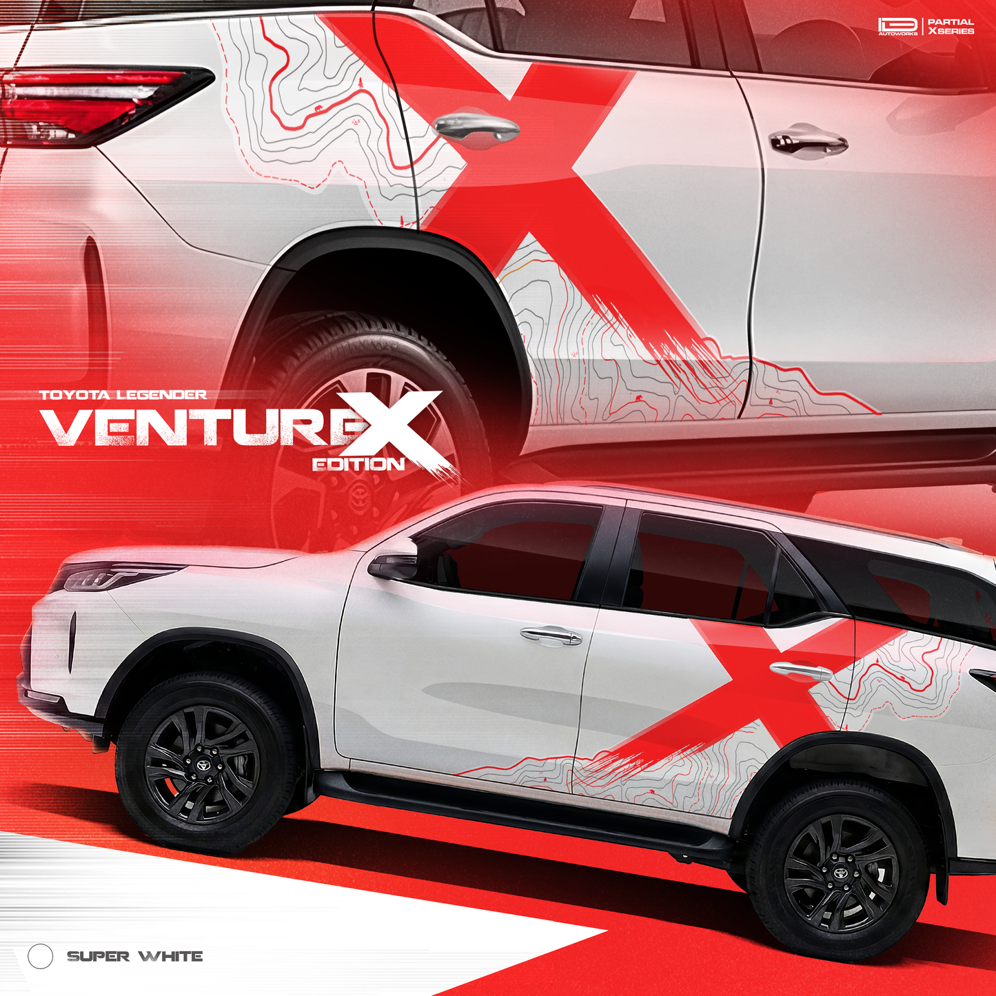VentureX Edition Graphics for Toyota Fortuner white