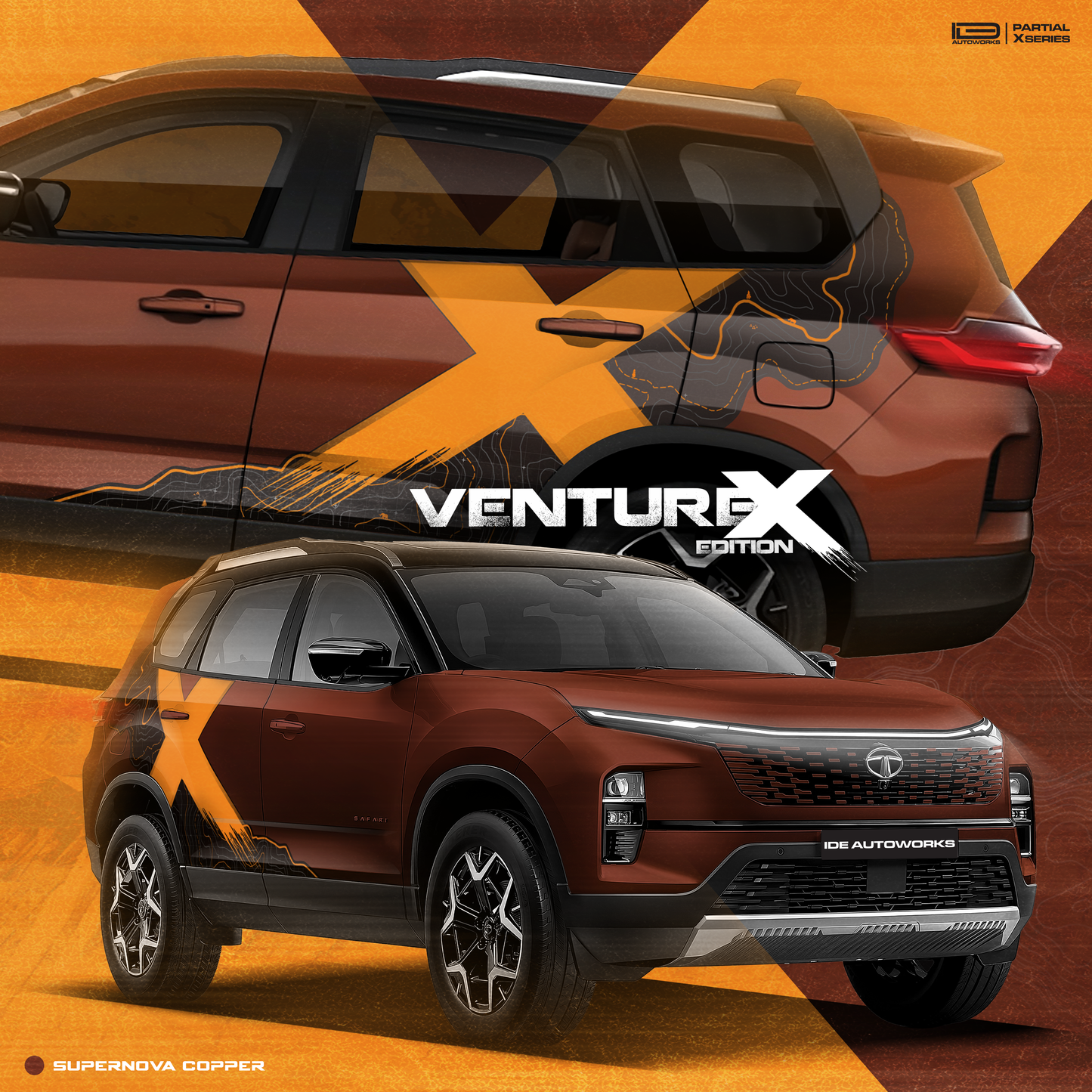 VentureX Edition Graphics for Tata Safari copper
