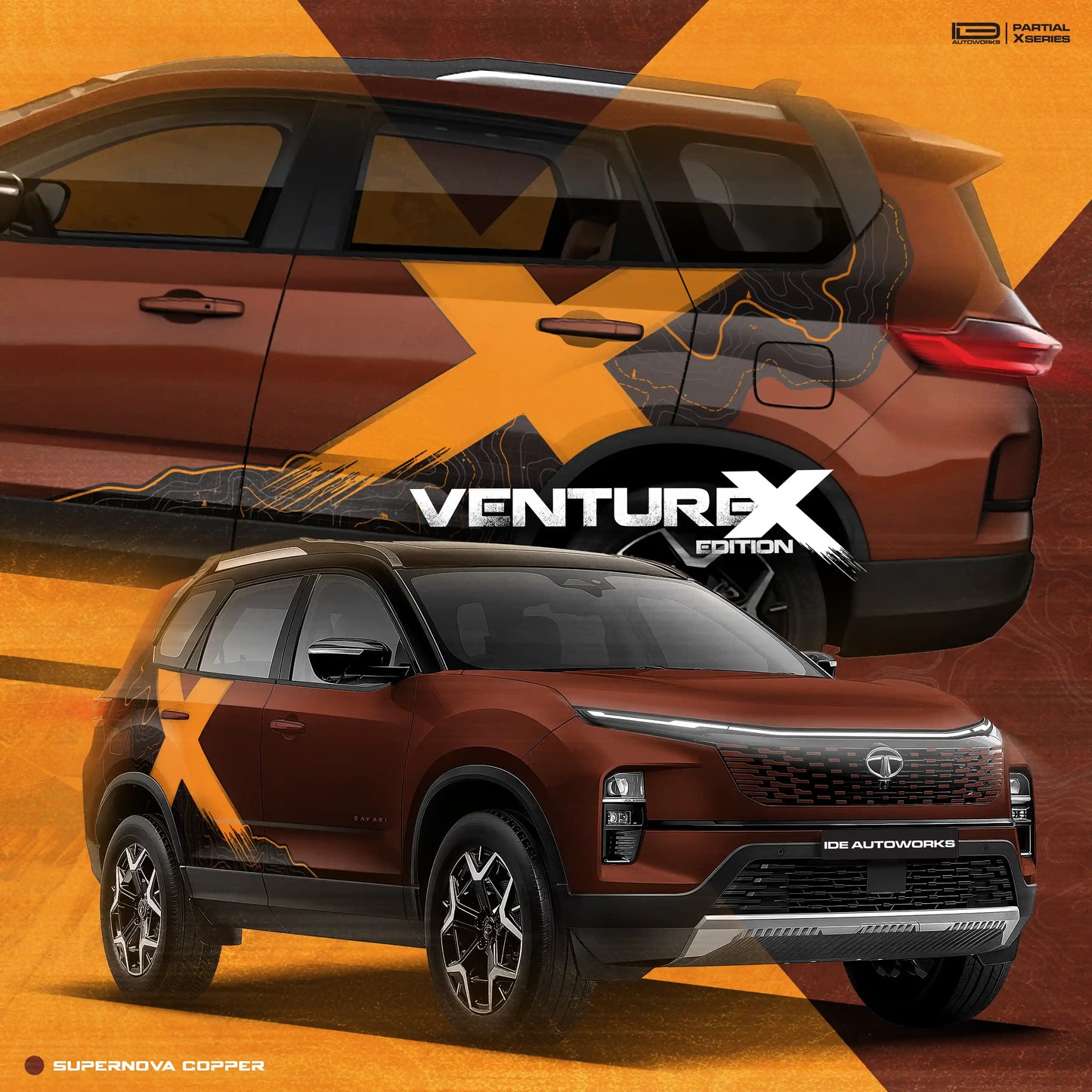 VentureX Edition Graphics for Tata Safari gold